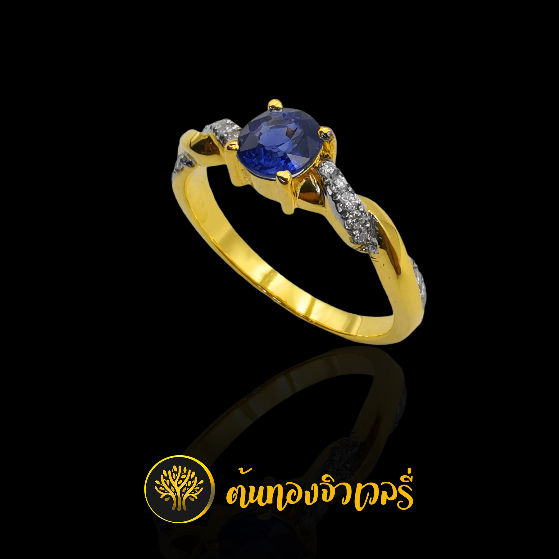 แหวนไพลินก้านเกลียวฝังเพชร สวยมากๆครับ ไพลินโดดเด่นมากกกก
