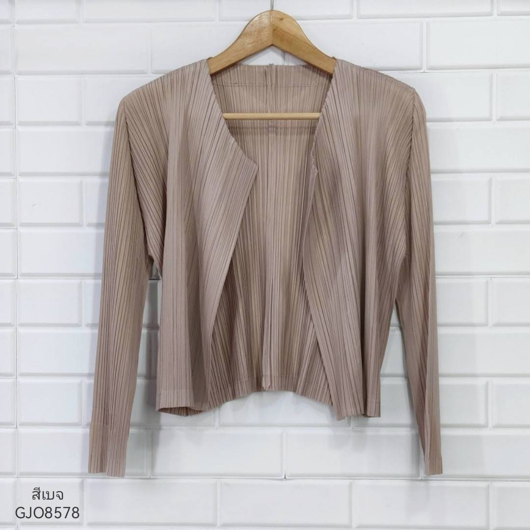2MUAY BASIC รุ่น GJO8578 CROPPED PLEAT CARDIGAN เสื้อคลุมผู้หญิง เสื้อคลุมพลีทคุณภาพ 11สี FREE SIZE