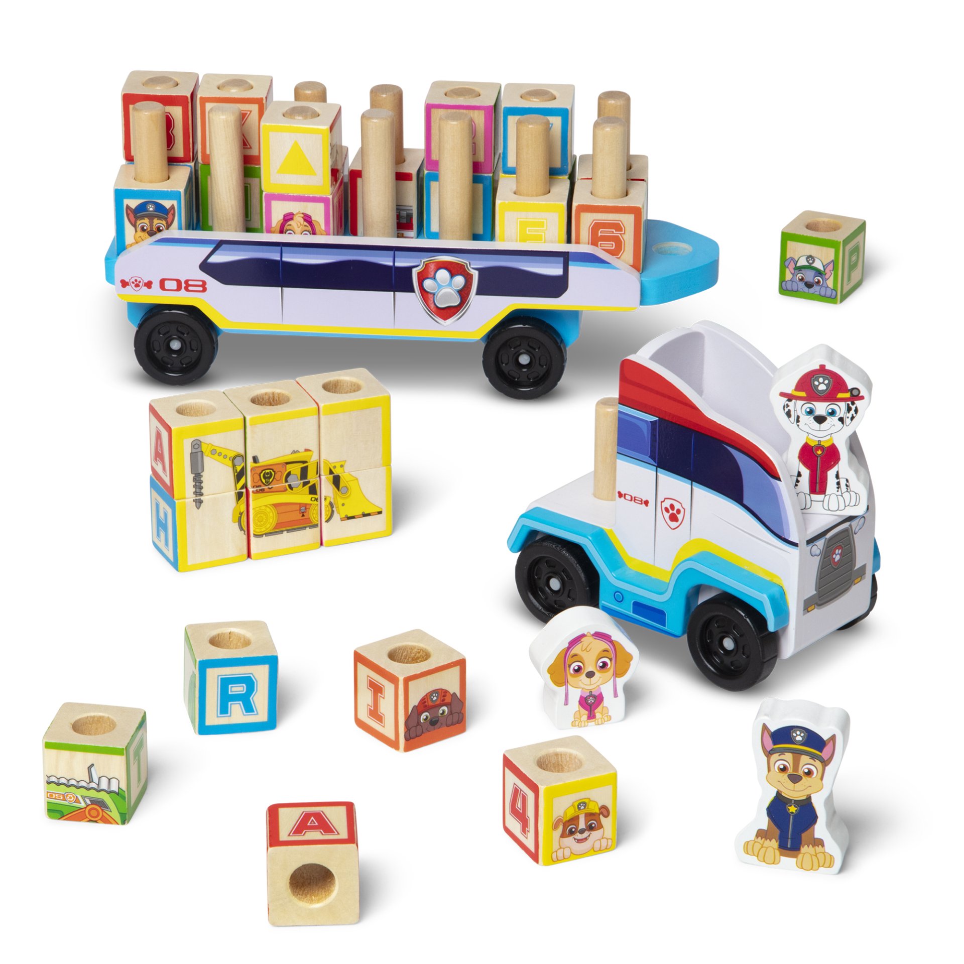 รถบรรทุกบล๊อกไม้ ABC 24 ชิ้น Melissa & Doug X PAW Patrol Wooden ABC Block Truck