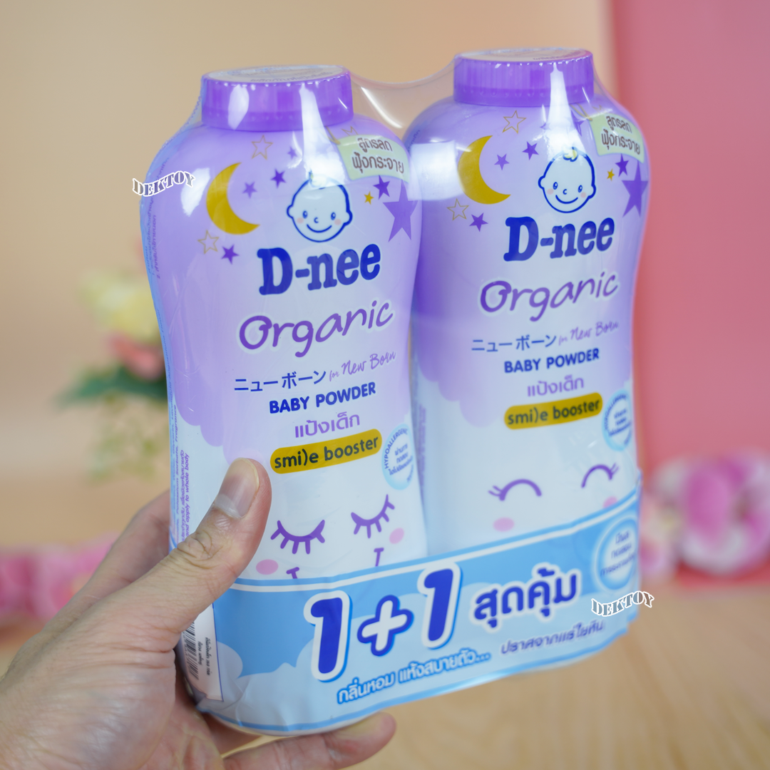 D-nee ออร์แกนิค แป้งเด็กดีนี่ สวีทดรีม ฟอร์ นิวบอร์น เบบี้พาวเดอร์ -สไมล์บูสเตอร์ ซีรี่ส์ 350 กรัม แพ็คคู่