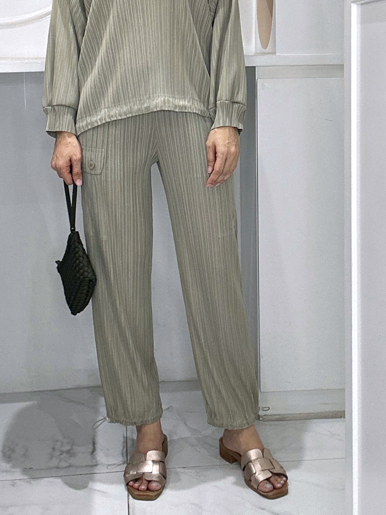 ยาว 36.5นิ้ว! 2MUAY รุ่น GJO5361 กางเกงพลีทคุณภาพ CARGO STRAIGHT LEG PLEATED PANTS 10 สี FREE SIZE