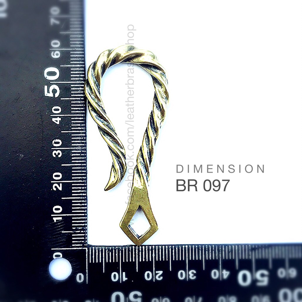 BR097 ตะขอพวงกุญแจ ลายเชือก ตะขอคล้องโซ่ อะไหล่พวงกุญแจ อะไหล่ทองเหลือแท้ อุปกรณ์งานหนัง leatherbrass**ราคาต่อชิ้น**