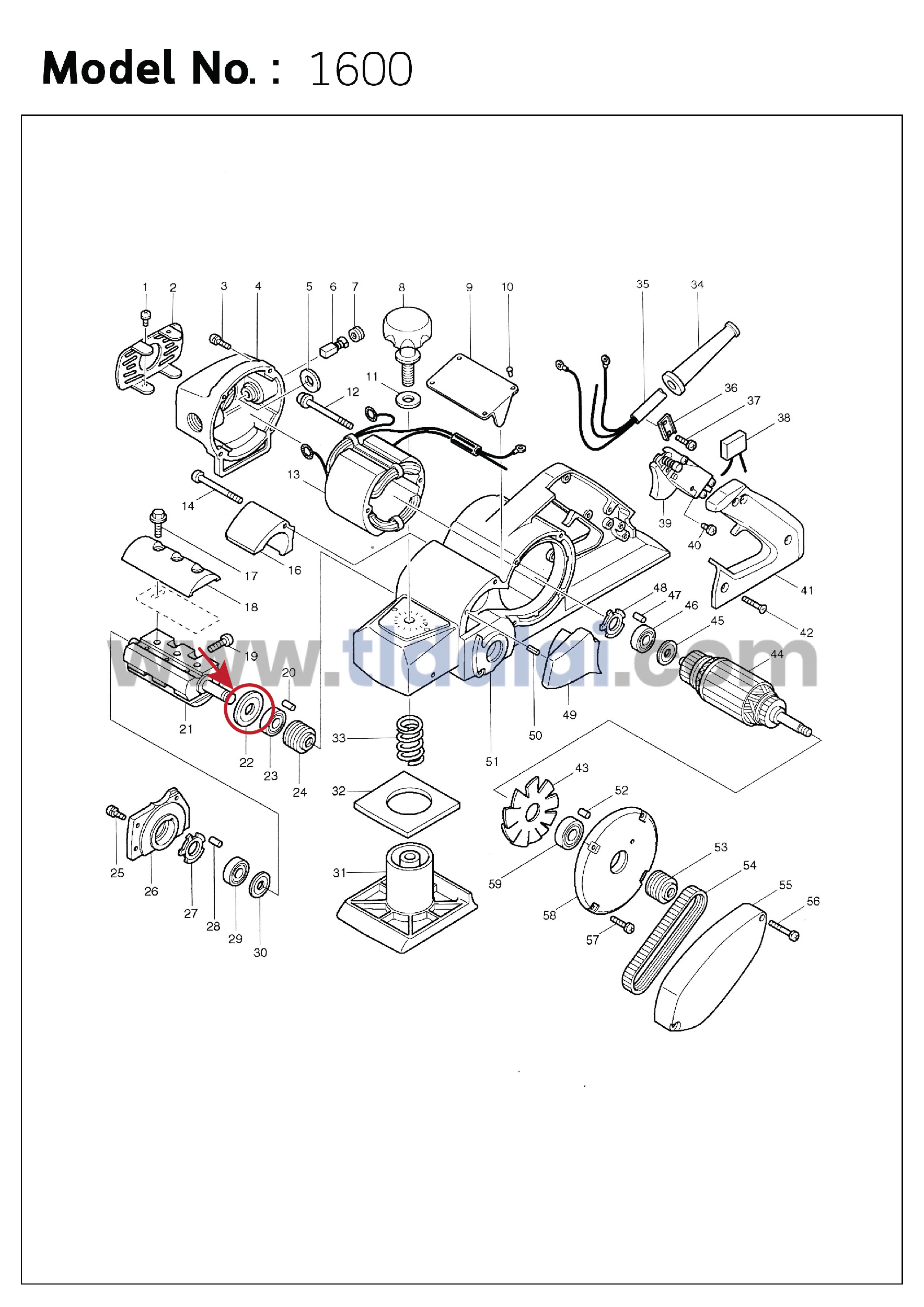 แหวนยางกันฝุ่นเพลากบ, แหวนยางรองลูกปืนทุ่น (แท้) (213051-6) ใช้ได้กับยี่ห้อ Makita มากีต้า รุ่น 1600 #22, 1804N #28, 1805N #47, HM1201, 3501N, 5103N, 5201N, 5401N, 2414 #36, 5402 #39 (213051-6) (อะไหล่แท้100%) แหวนยางกันฝุ่นใหญ่