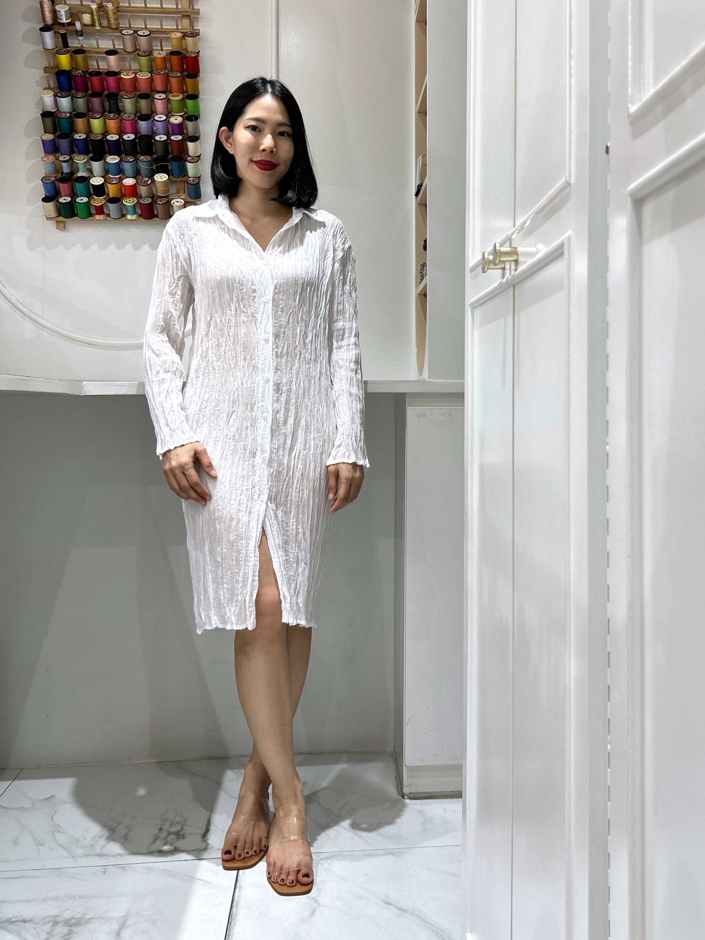 ปรับราคาลง20%!! 2MUAY รุ่น GJO10364 เสื้ออัดพลีทคุณภาพ LONG SLEEVE SHIRT COLLAR CRINKLE PLEATED TOP 4 สี FREE SIZE