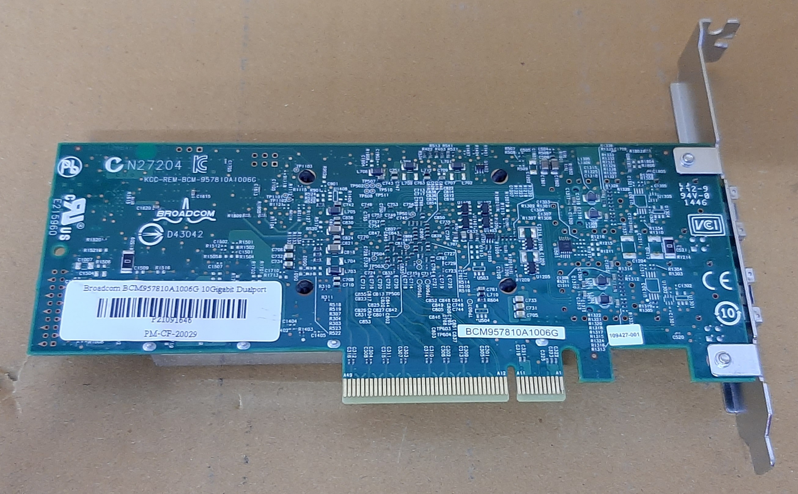 การ์ดไฟเบอร์มือสอง ประกันร้าน 1 เดือน Broadcom BCM957810A1006G 10Gigabit Dualport สภาพดี