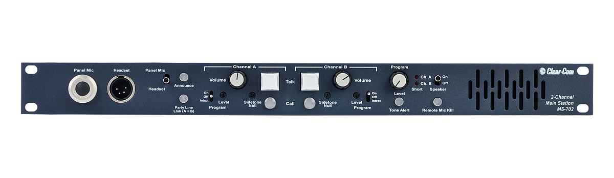 Clearcom Clearcom MS-702 2-Channel 1RU Main Station with Built-in Speaker MS702