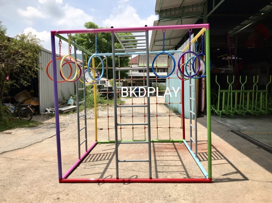 ชุดลูกเต๋า ปีนป่ายรวมA พร้อมบาร์โหน บาร์ไต่ ปีนป่ายเชือก เครื่องเล่นสนามเหล็ก เครื่องเล่นสนามกลางแจ้ง OutdoorPlayground