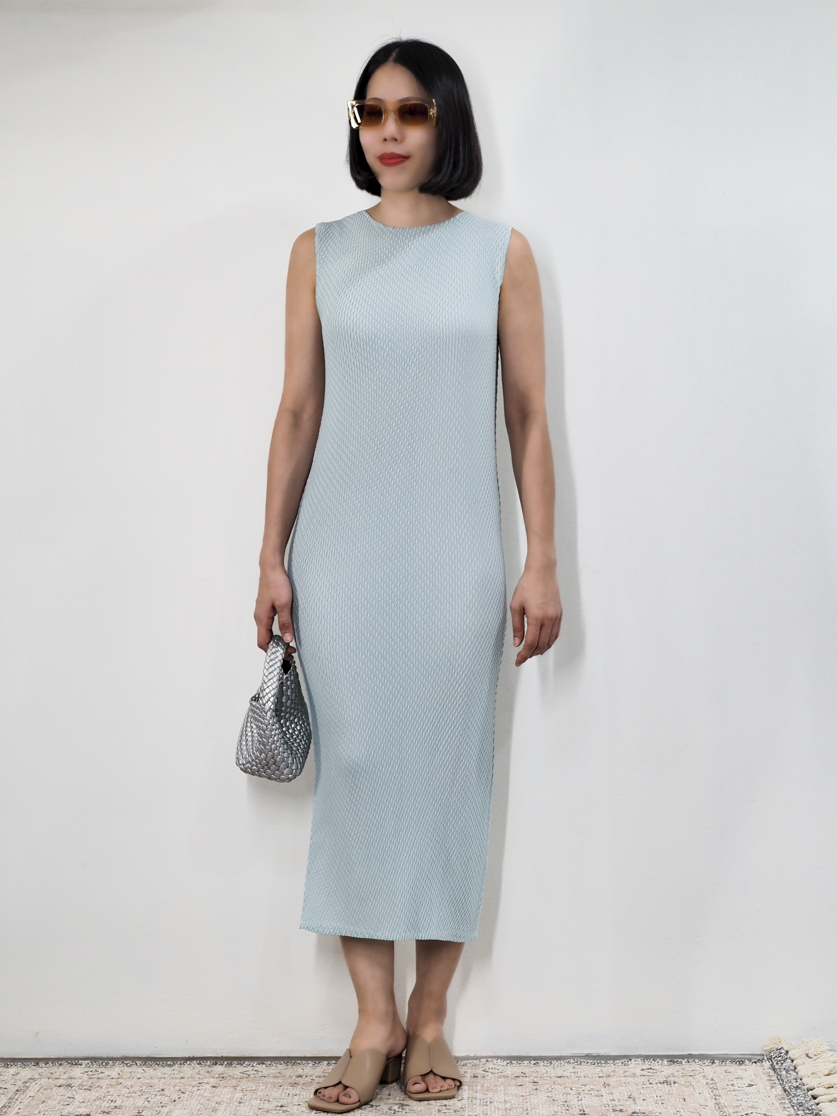2MUAY รุ่น GJO1349 เดรสอัดพลีทคุณภาพ SLEEVELESS DOUBLE PLEATED DRESS 7 สี FREE SIZE