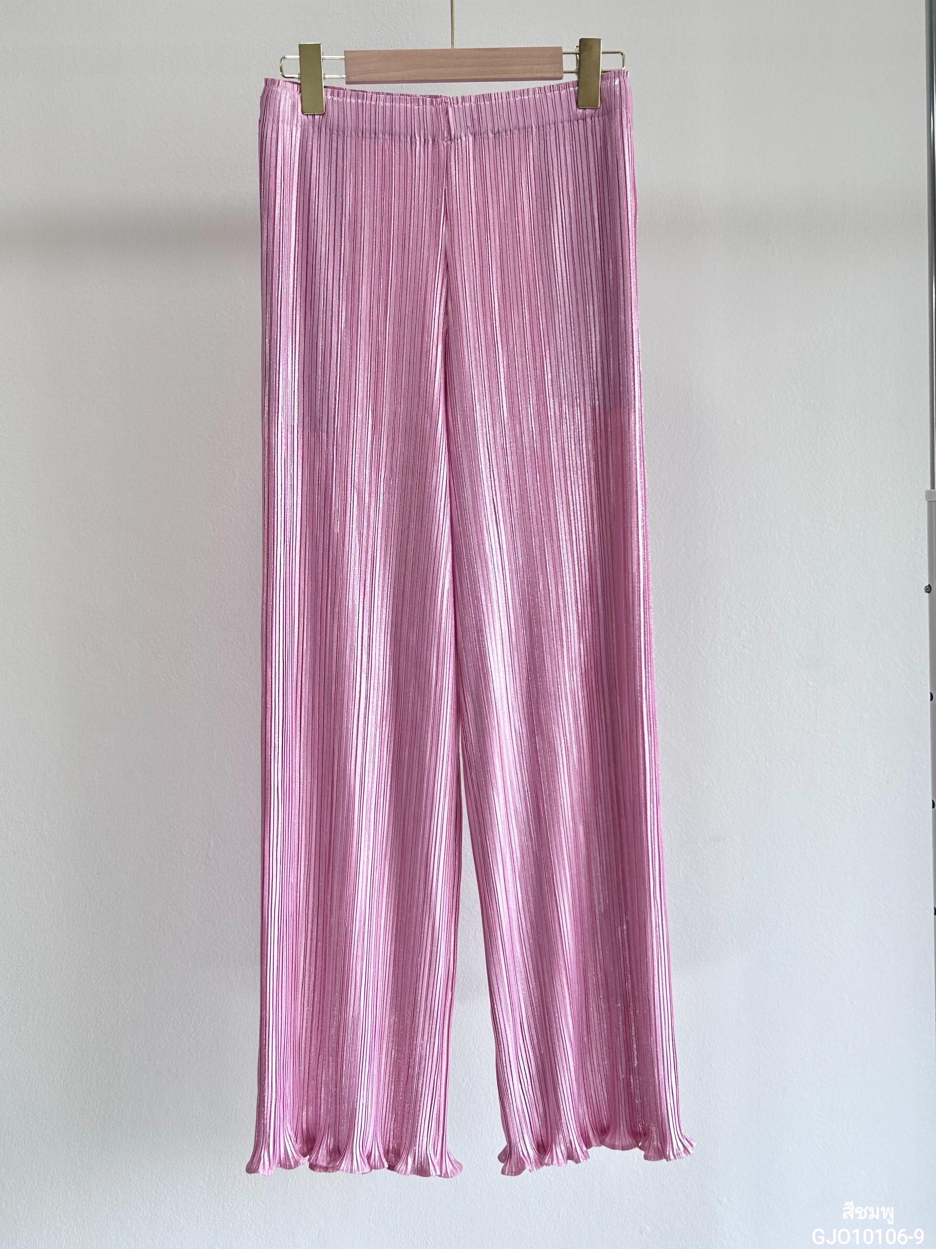 ปรับราคาลง20%!! ยาว 38.5นิ้ว! 2MUAY รุ่น GJO10106-9 กางเกงพลีทคุณภาพ STRAIGHT LEG METALLIC PLEATED PANTS 4สี FREE SIZE