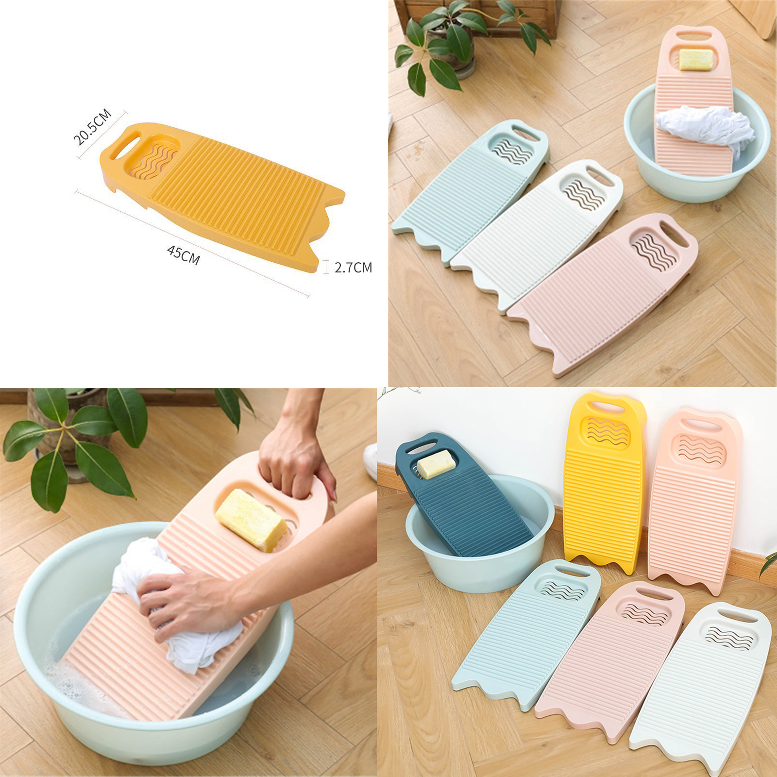 กระดานซักผ้า ขนาดเล็ก พกพาสะดวก มีให้เลือกหลายสี พลาสติก PP คุณภาพดี มีรุใช้สำหรับแขวน