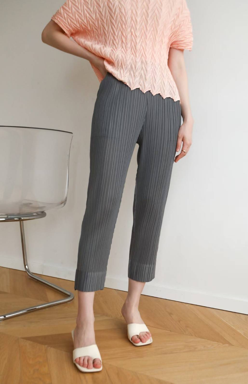 ยาว 34นิ้ว!! 2MUAY BASIC รุ่น GJO6896 SLIM FIT PLEATED PANTS กางเกงผู้หญิง กางเกงอัดพลีท 14สี FREE SIZE