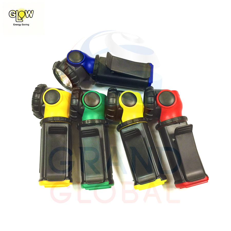 GLOW ไฟฉาย มินิ Swivel Head Mini Flashlight With Clip แบบใส่ถ่าน ตัวหนีบ หัวหมุน ปรับทิศทาง ไฟวอร์มไวท์ คละสี 1 ชิ้น
