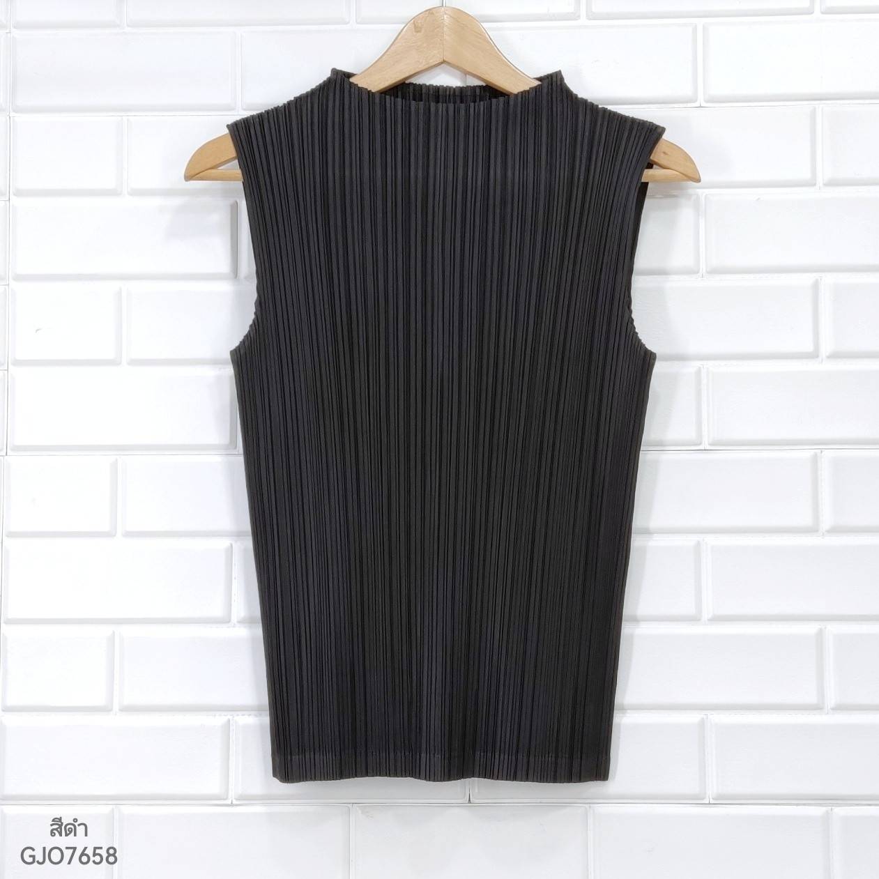 2MUAY BASIC รุ่น GJO7658 BASIC HIGH NECK PLEATED TOP เสื้ออัดพลีทงานคุณภาพ 22สี FREE SIZE