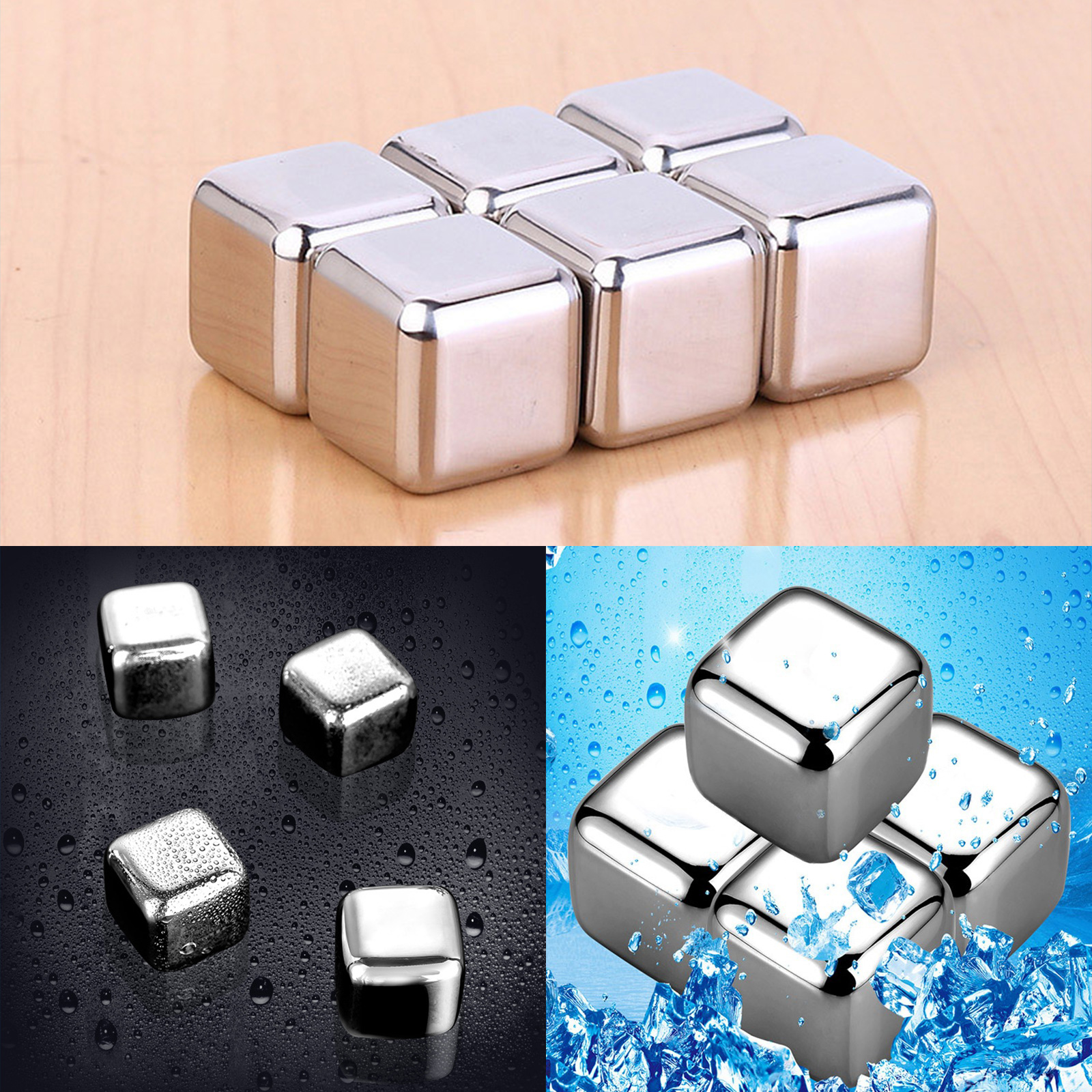 น้ำแข็ง สแตนเลส 304 บรรจุ เอทานอลเหลว ลดอุณหภูมิเครื่องดื่ม มีหลายชุด 4-8ก้อน เกรดอาหาร ปลอดภัย