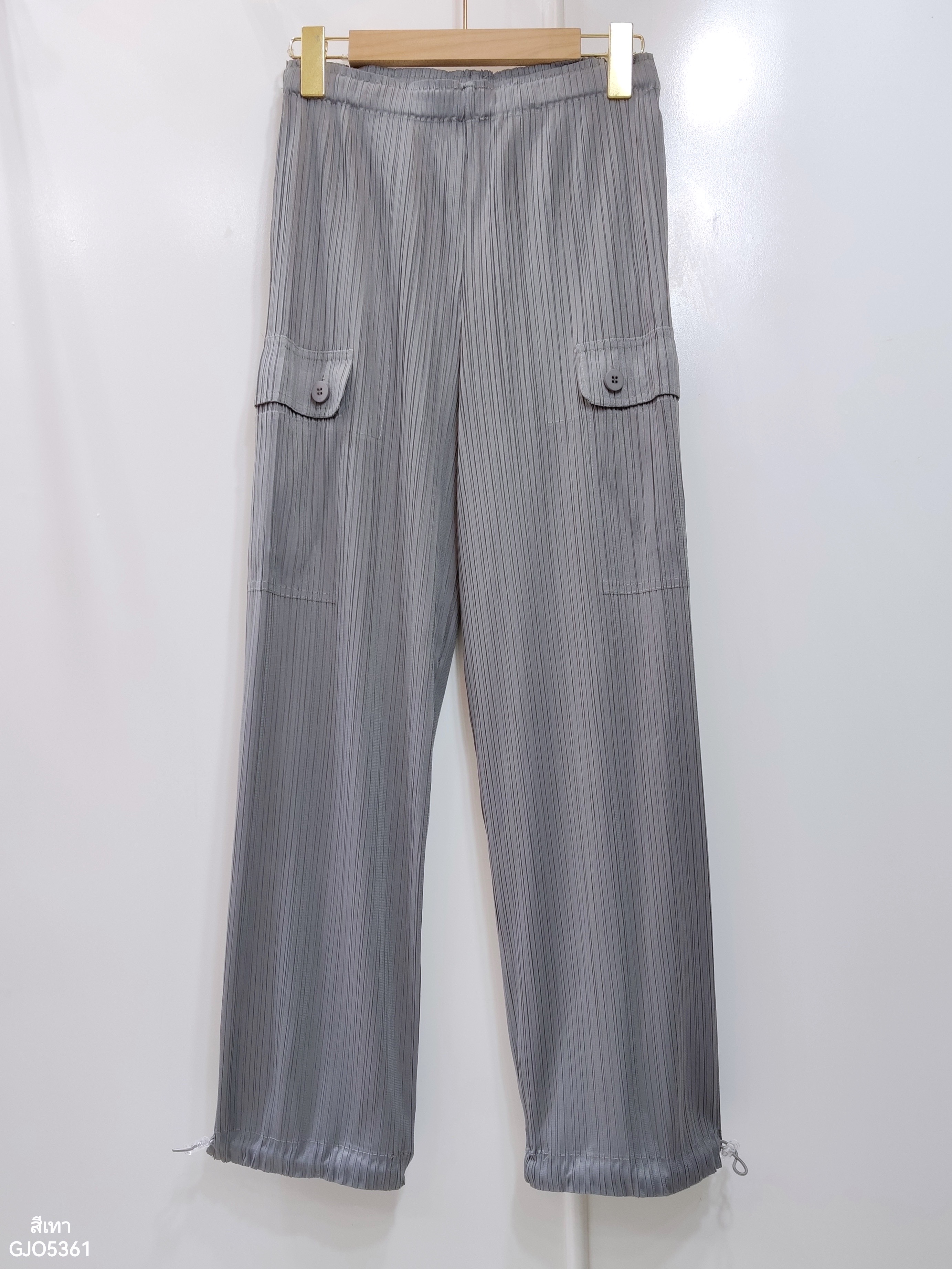 ยาว 36.5นิ้ว! 2MUAY รุ่น GJO5361 กางเกงพลีทคุณภาพ CARGO STRAIGHT LEG PLEATED PANTS 10 สี FREE SIZE