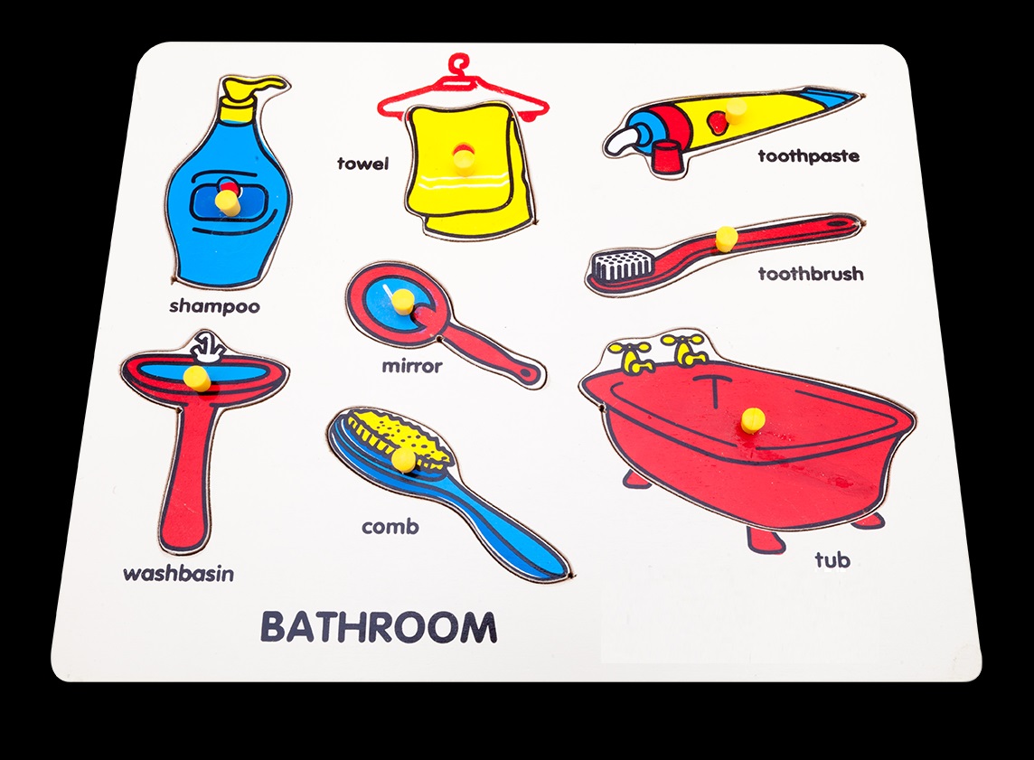 ภาพตัดต่อ ห้องน้ำ กระดานหมุดห้องน้ำ , ของเล่นไม้, ของเล่นเสริมพัฒนาการ, ของเล่นเด็กอนุบาล, สื่อการสอนเด็กอนุบาล