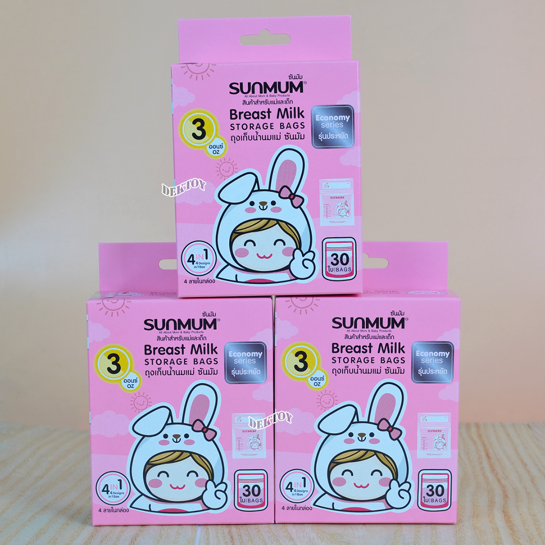 12 กล่อง Sunmum ซันมัม ถุงเก็บน้ำนม 3 ออนซ์ รุ่น Economy 30 ใบ(360ใบ)