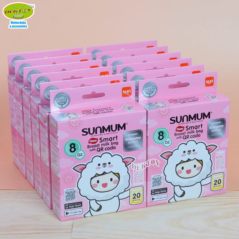 12 กล่อง Sunmum ซันมัม ถุงเก็บน้ำนมซันมัม 8 ออนซ์ รุ่น Economy 1 กล่องบรรจุ 20 ใบ(240ใบ)