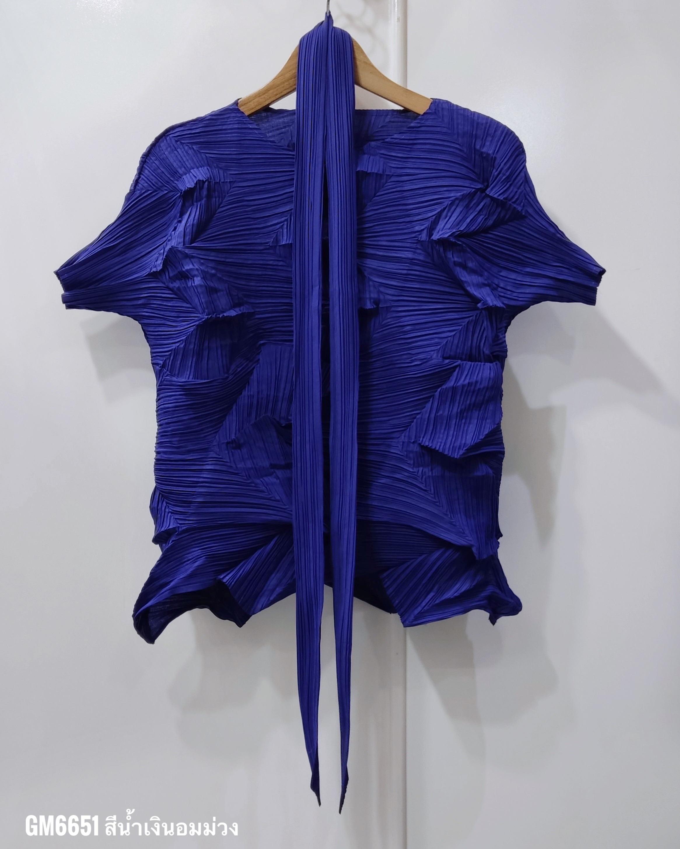 อกถึง 42 นิ้ว 2MUAY รุ่น GM6651 เสื้ออัดพลีท SHORT SLEEVE ZIG ZAG PLEATED TOP 15 สี FREE SIZE