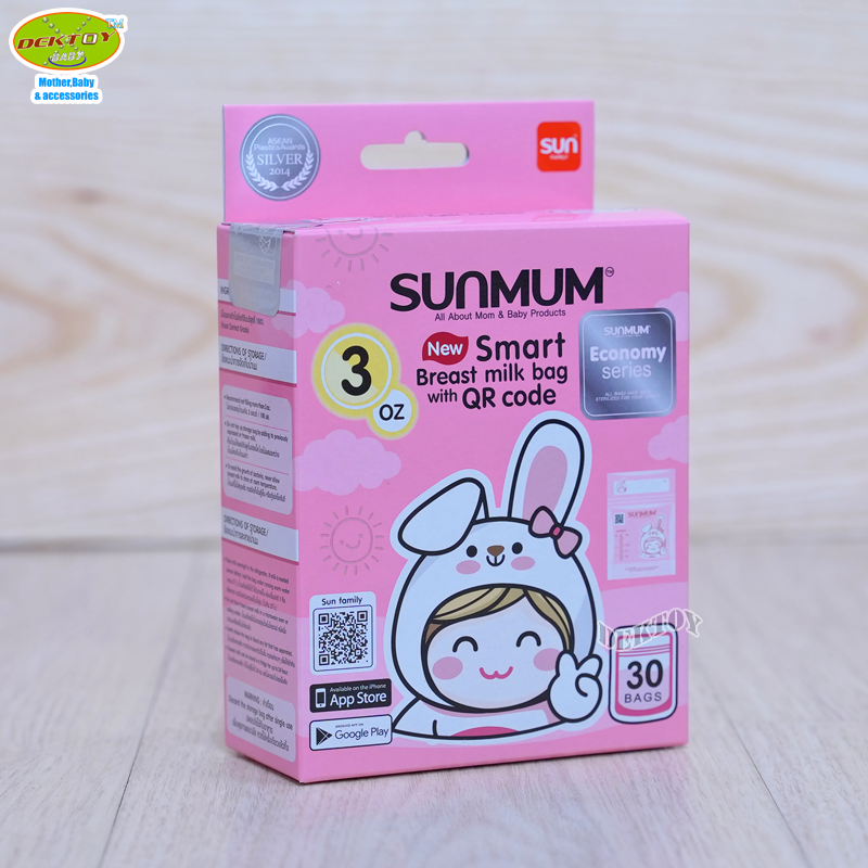 3 กล่อง Sunmum ซันมัม ถุงเก็บน้ำนม 3 ออนซ์ รุ่น Economy 30 ใบ(90ใบ)