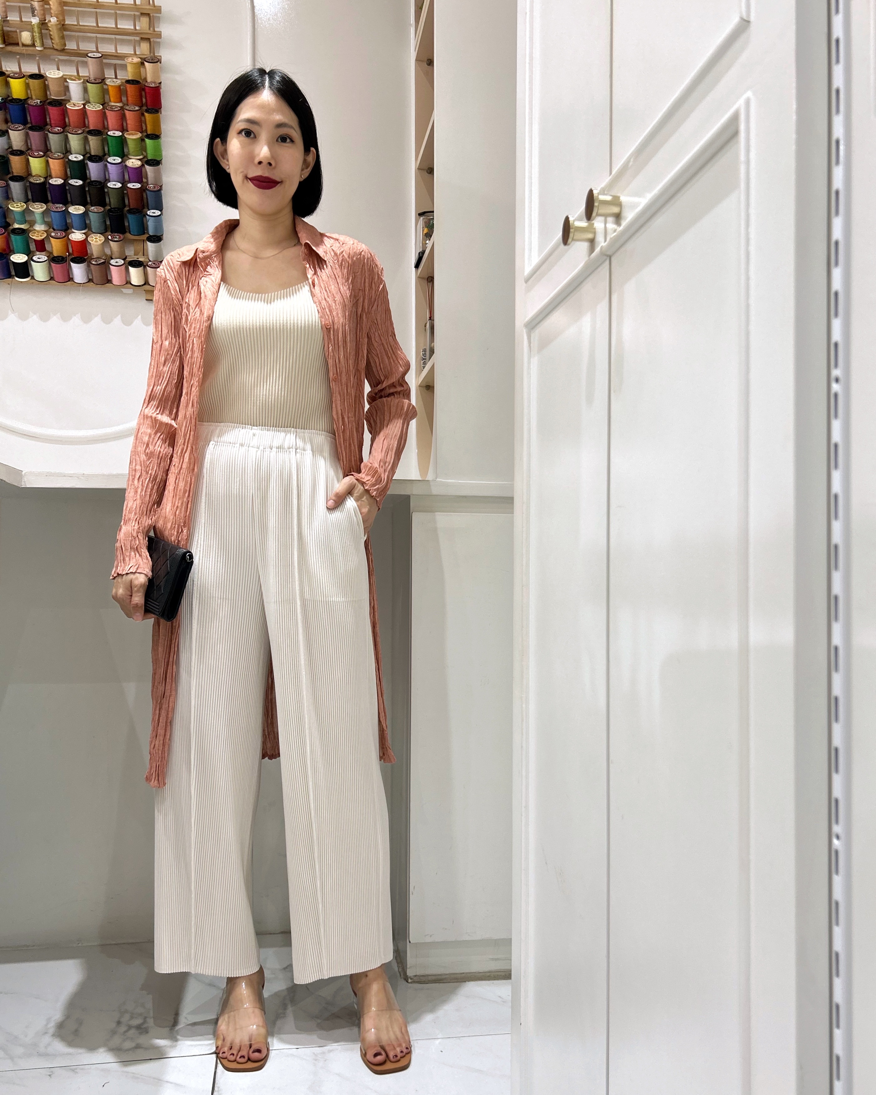 ปรับราคาลง20%!! 2MUAY รุ่น GJO10364 เสื้ออัดพลีทคุณภาพ LONG SLEEVE SHIRT COLLAR CRINKLE PLEATED TOP 4 สี FREE SIZE