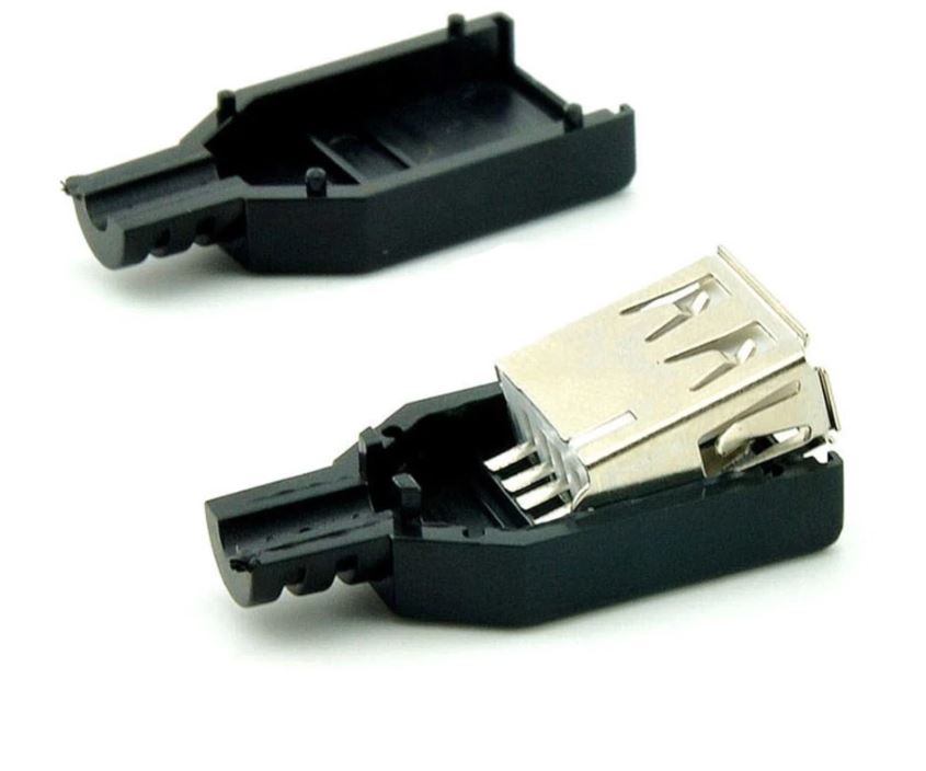 USB ตัวเมีย พร้อมปลอก Wire-bonded USB female A-type plastic shell 2.0
