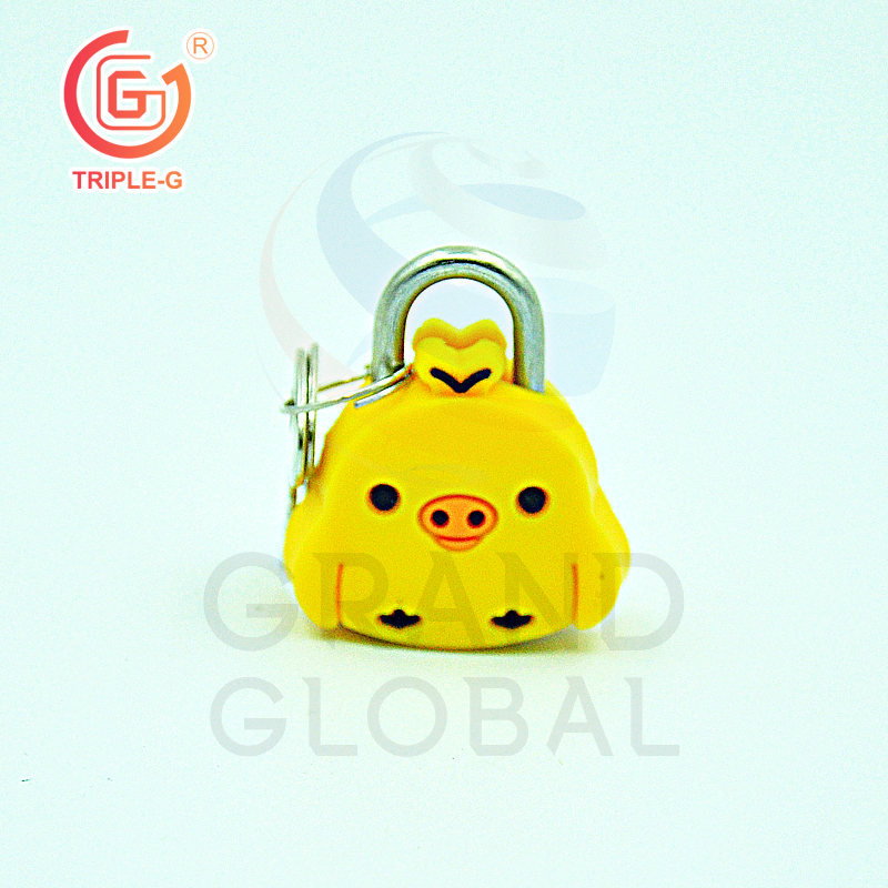 Triple-G พวงกุญแจ แม่กุญแจล็อคกระเป๋า หุ้มยาง ลายสัตว์