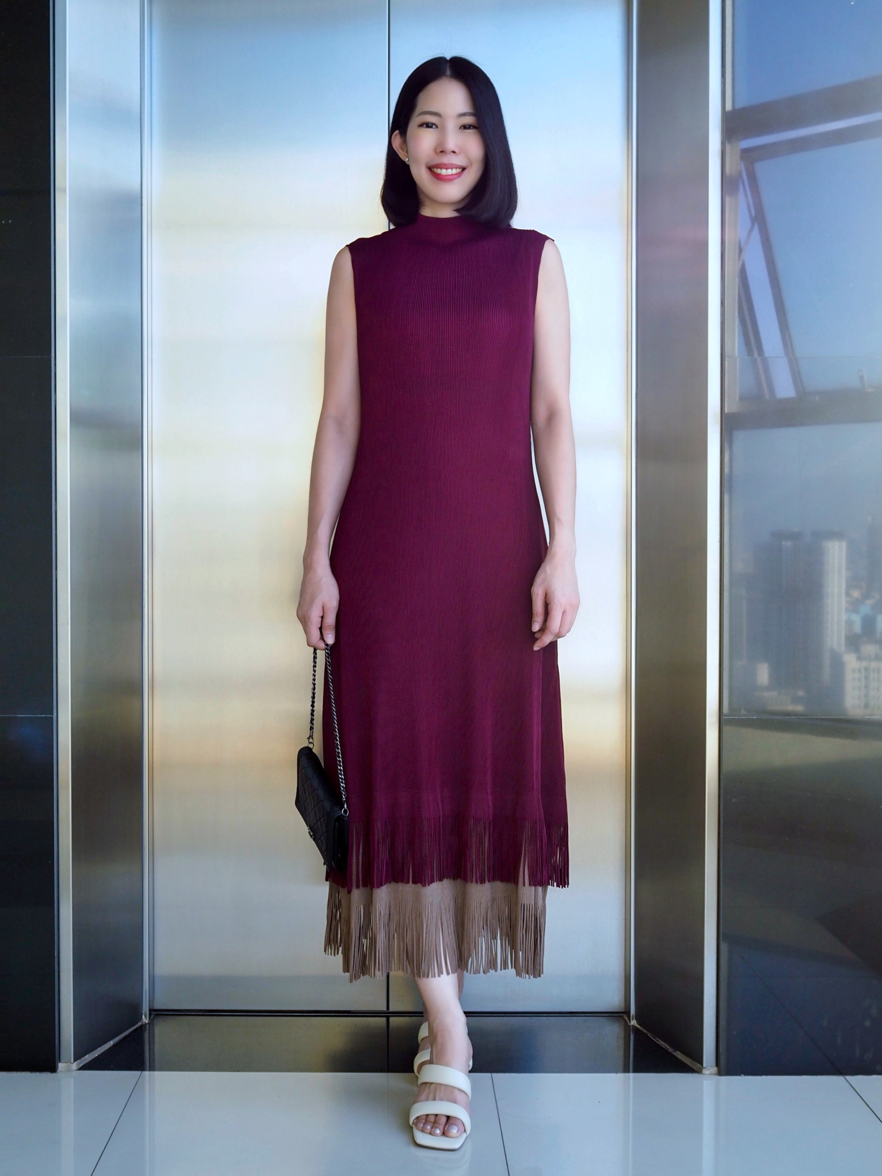 2MUAY รุ่น GJO11168 เดรสพลีทคุณภาพ SLEEVELESS LAYER FRINGE PLEATED DRESS 5 สี FREE SIZE