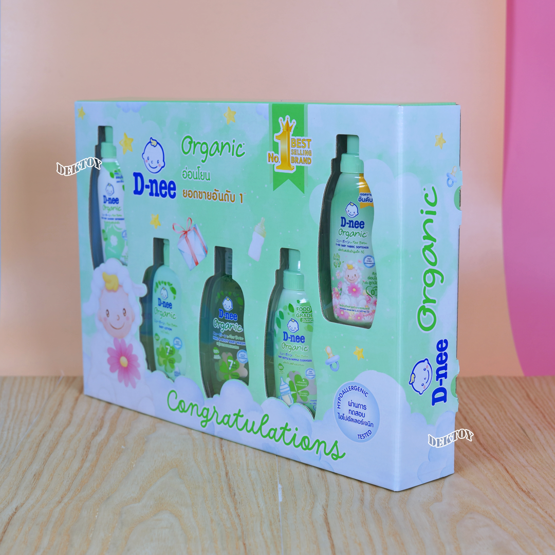 D-nee ดีนี่ กิ๊ฟเซ็ทชุดของขวัญเยี่ยมคลอด สำหรับเด็กแรกเกิด 6 ชิ้น เขียว