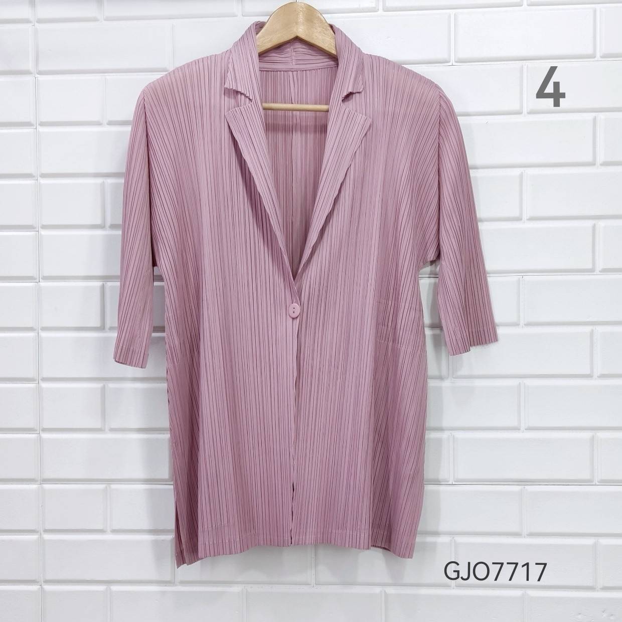 2MUAY รุ่น GJO7717 เสื้อสูท เสื้อคลุมอัดพลีทคุณภาพ 9สี FREE SIZE HALF SLEEVE COLLAR PLEATED CARDIGAN / JACKET