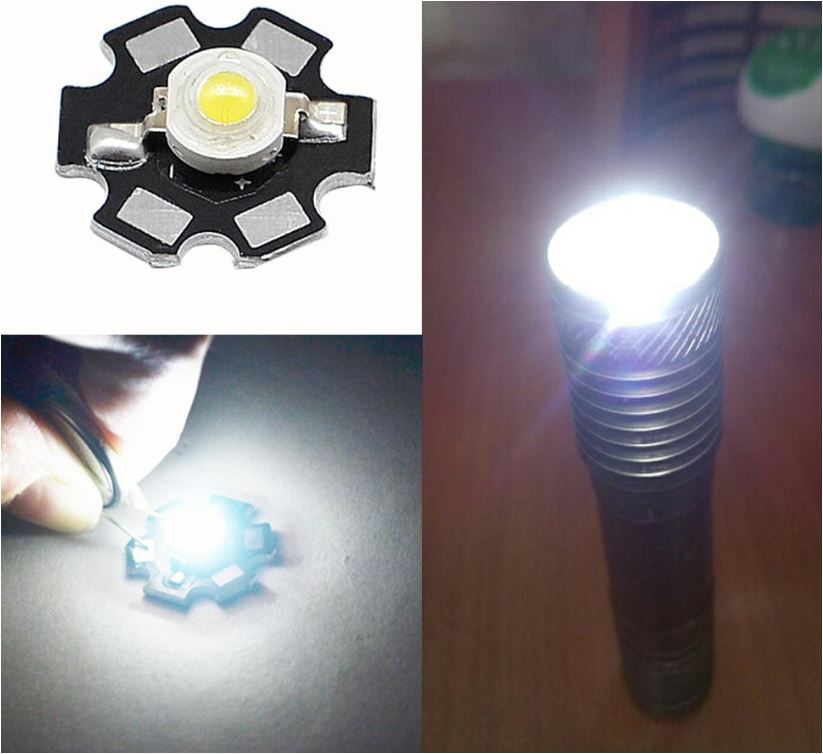 หลอด LED 1W High-power พร้อมฐานระบายความร้อน [เลือกสี] [แดง/ฟ้า/ขาว/เขียว/เหลือง]