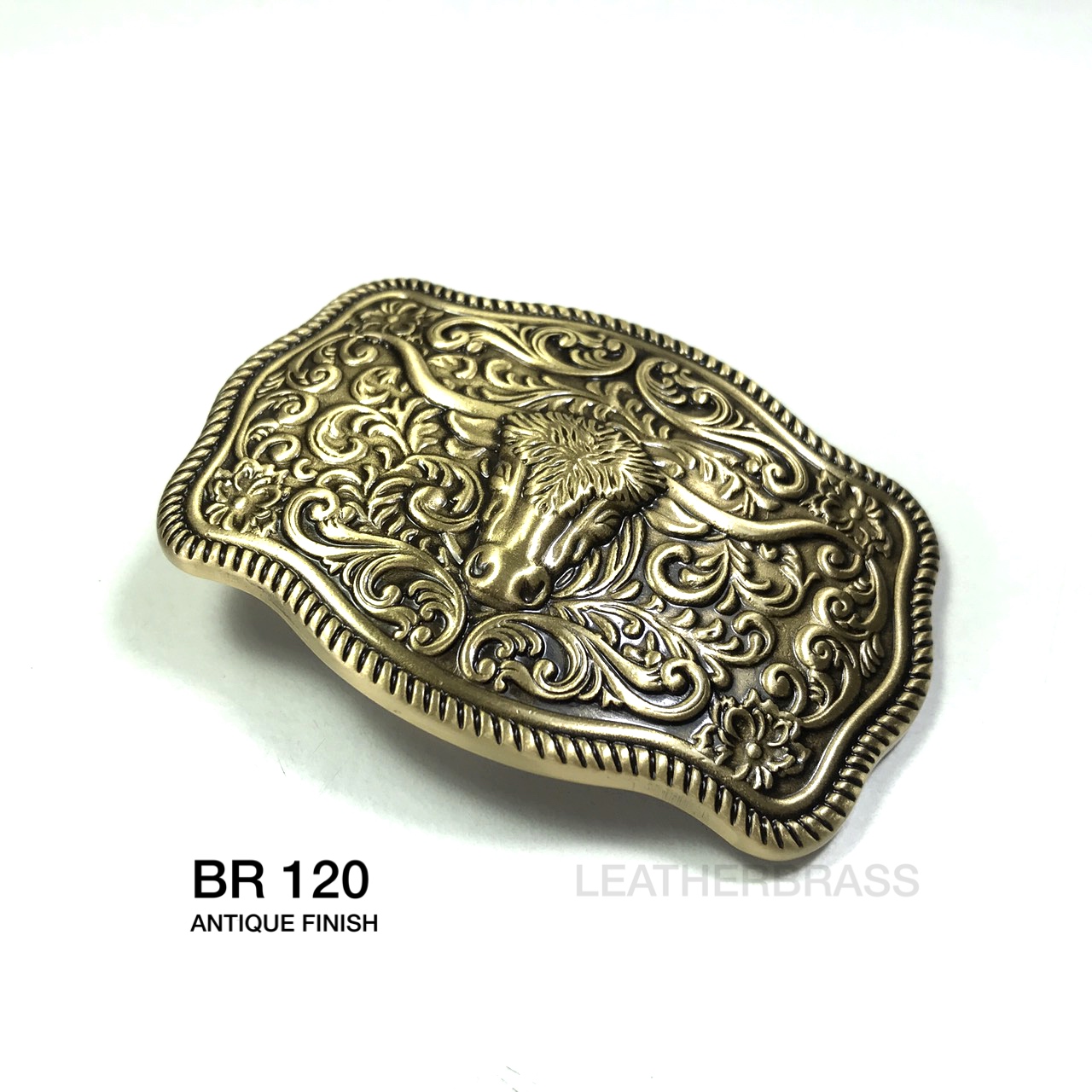 BR120 หัวเข็มขัดคาวบอย เนื้อทองเหลืองแท้ ขนาด 38 มิล อะไหล่ทองเหลือง leatherbrass**ราคาต่อชิ้น**