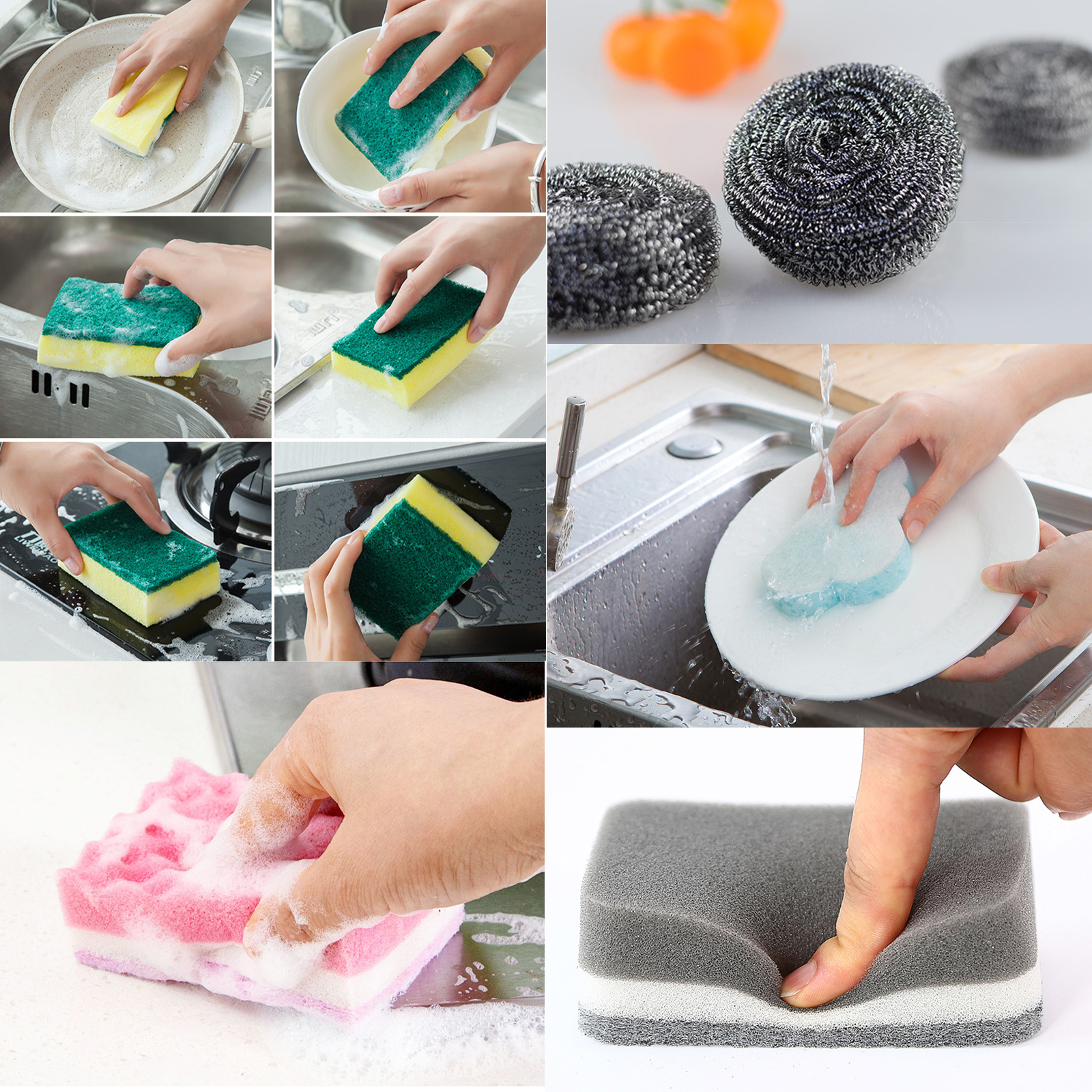 ใยขัดล้างจาน ฟองน้ำ / ฝอยขัด มีหลายแบบ ล้างจาน แก้ว ล้างสะอาดหมดจด ไม่ทำให้เกิดรอย