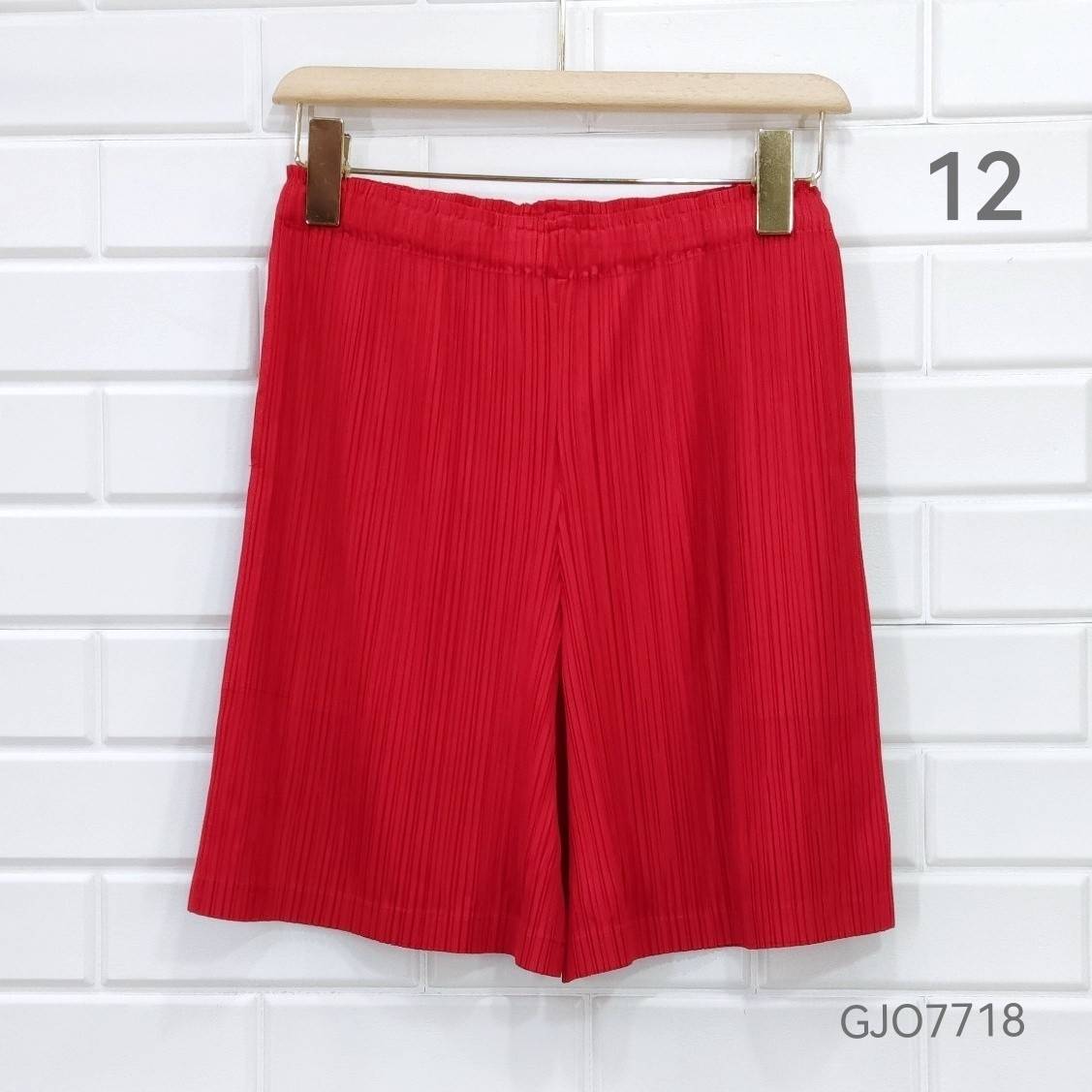 2MUAY BASIC รุ่น GJO7718 กางเกงอัดพลีทงานคุณภาพ BASIC SHORT PLEATED PANTS 12สี FREE SIZE
