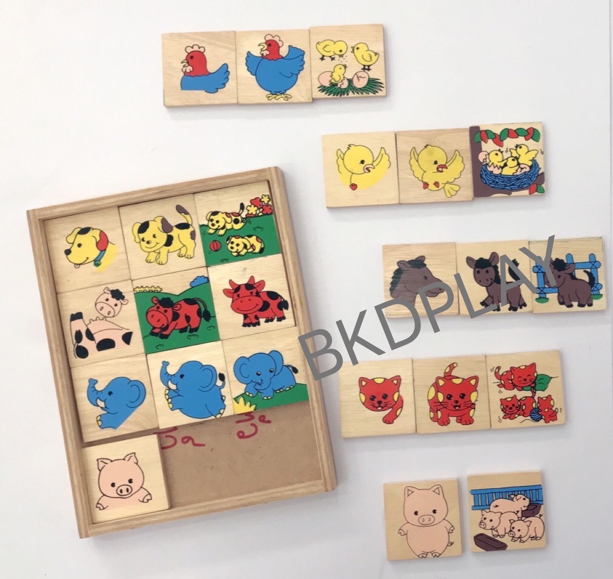 เกมจับคู่สัญลักษณ์แม่-ลูก ชุดสัตว์เลี้ยง , ของเล่นไม้, ของเล่นเสริมพัฒนาการ, ของเล่นเด็กอนุบาล, สื่อการสอนเด็กอนุบาล