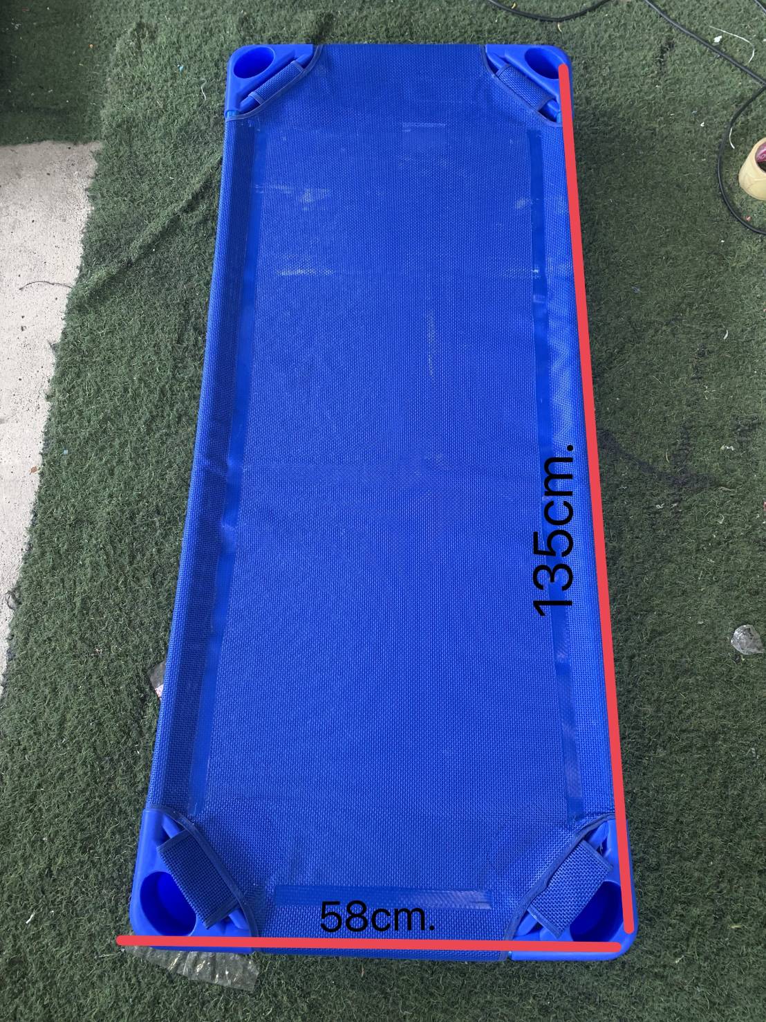 เตียงผ้าตาข่ายB สีน้ำเงิน โครงสร้างไฟเบอร์กลาส,เตียงเด็กอนุบาล,เตียงสนาม เตียงตาข่าย เตียงผ้าใบตาข่าย สำหรับโรงเรียน ศูนย์พัฒนาเด็กเล็ก พร้อมส่ง