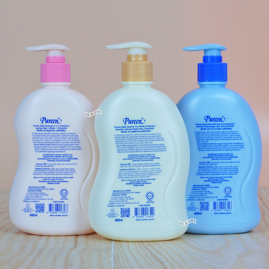 Pureen เพียวรีน เบบี้ บาธ เบบี้แชมพู เฮดทูโทรวอช พรีไบโอติก 400 มล.