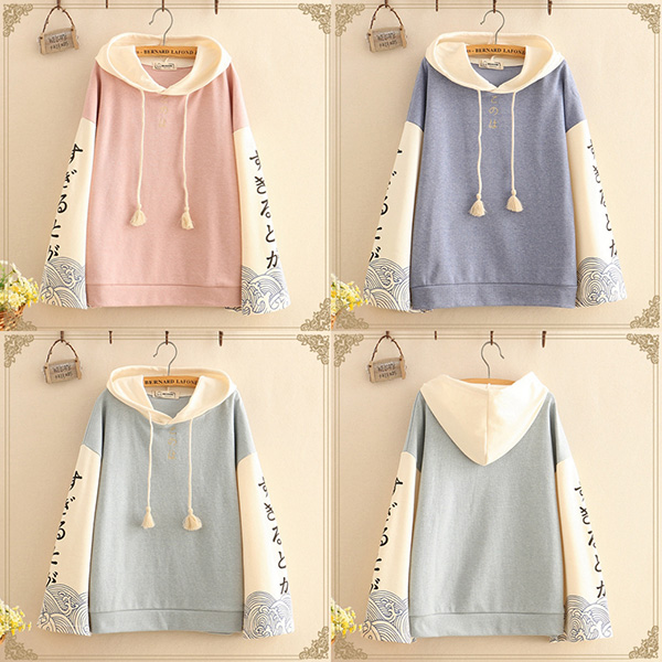 [SALE] เสื้อสเวตเตอร์แฟชั่นญี่ปุ่น มีฮู้ด แขนกิโมโน-12340