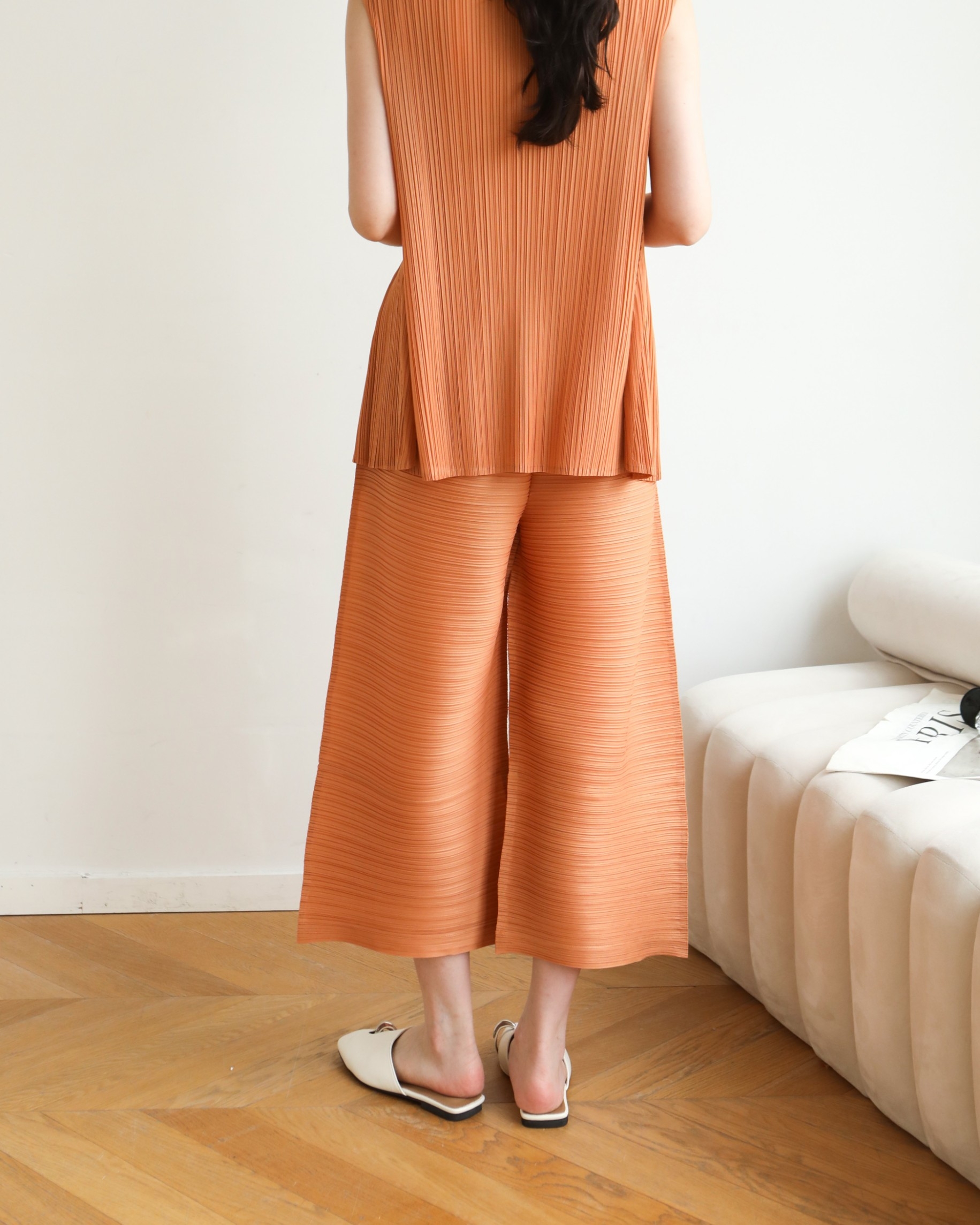ยาว 32นิ้ว!! 2MUAY รุ่น GJO1134 กางเกงพลีทคุณภาพ CROPPED WIDE LEG PLEATED PANTS 12 สี FREE SIZE