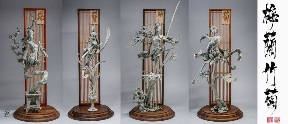 [สั่งจอง]Yuan Xing Liang Chinese Ladies Plum, Orchid, Bamboo and Chrysanthemum