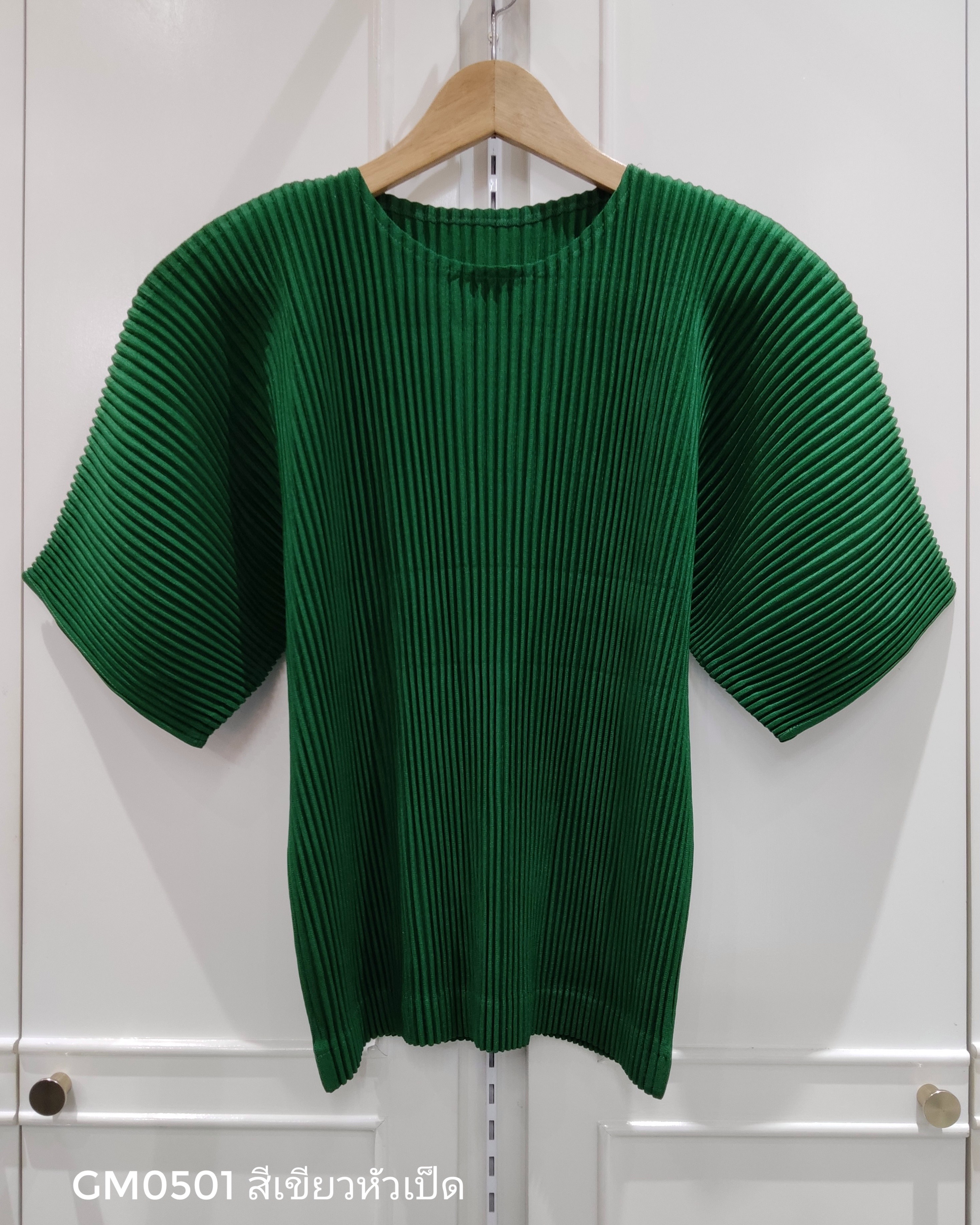 อกถึง42 ยาว22นิ้ว 2MUAY รุ่น GM0501 เสื้ออัดพลีท THICK SHORT SLEEVE PLEATED TOP 24 สี FREE SIZE