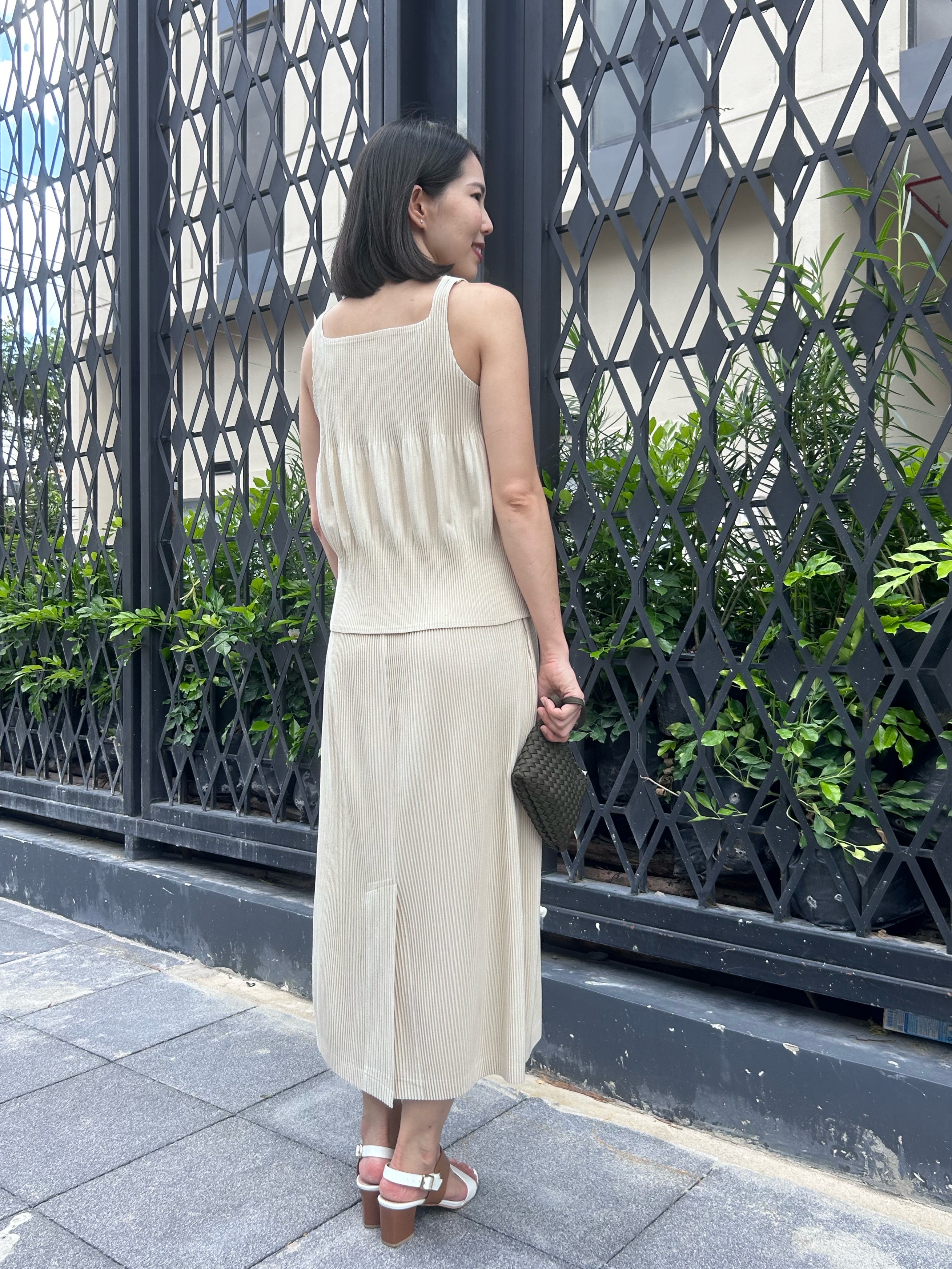 เซ็ต 2ชิ้น! 2MUAY รุ่น GJO5161 / GJO1328 เซ็ตพลีท THICK SQUARE NECK TANK TOP WITH SKIRT PLEATED SET 12 สี FREE SIZE