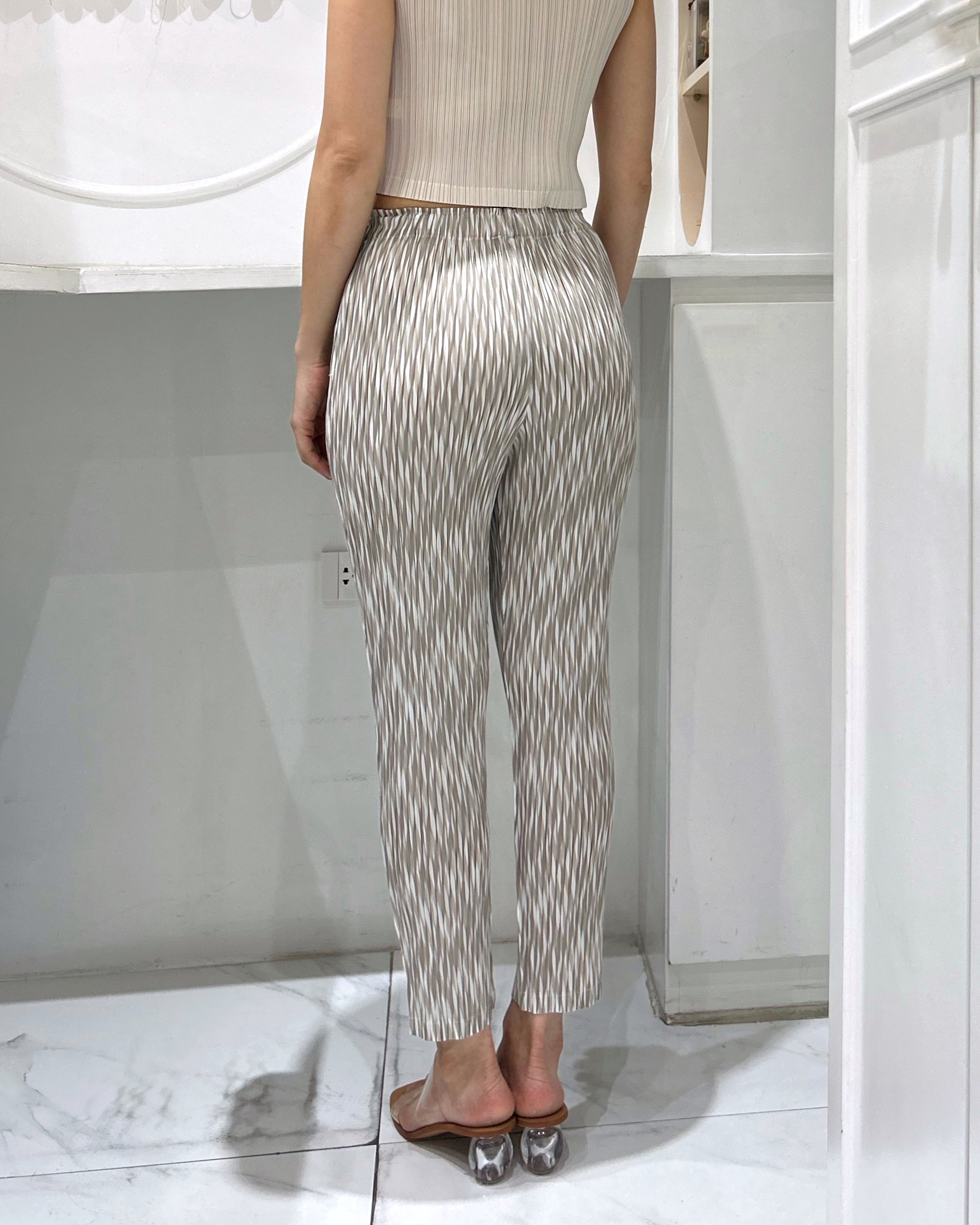 ยาว 36นิ้ว!! 2MUAY รุ่น GJO11536 กางเกงพลีทคุณภาพ SLIM STRAIGHT PRINTED PLEATED PANTS 5 สี FREE SIZE