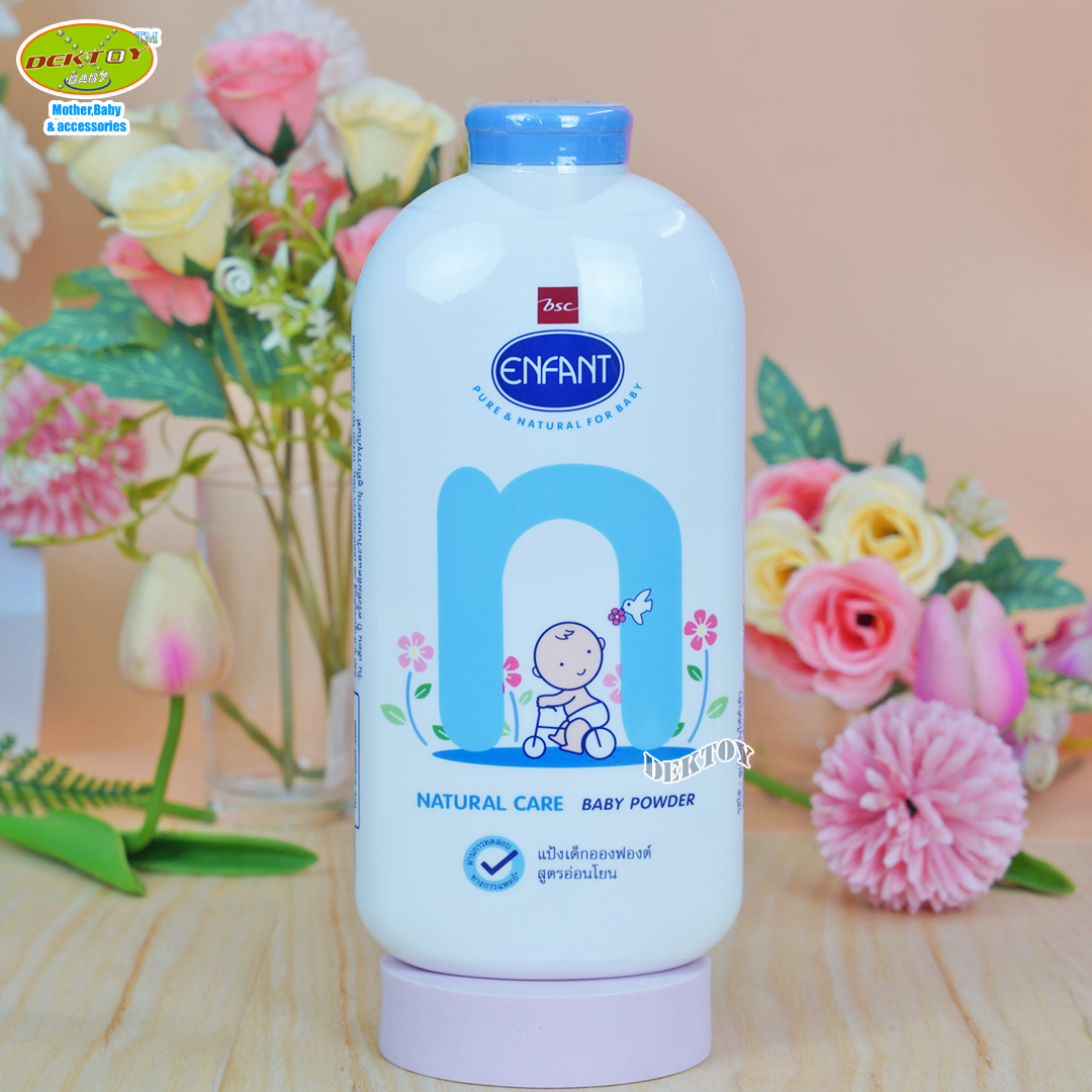 Enfant อองฟอง แป้งเด็กอองฟองต์ สูตรเนเจอร์ แคร์ อ่อนโยน 400 กรัม ฟ้า