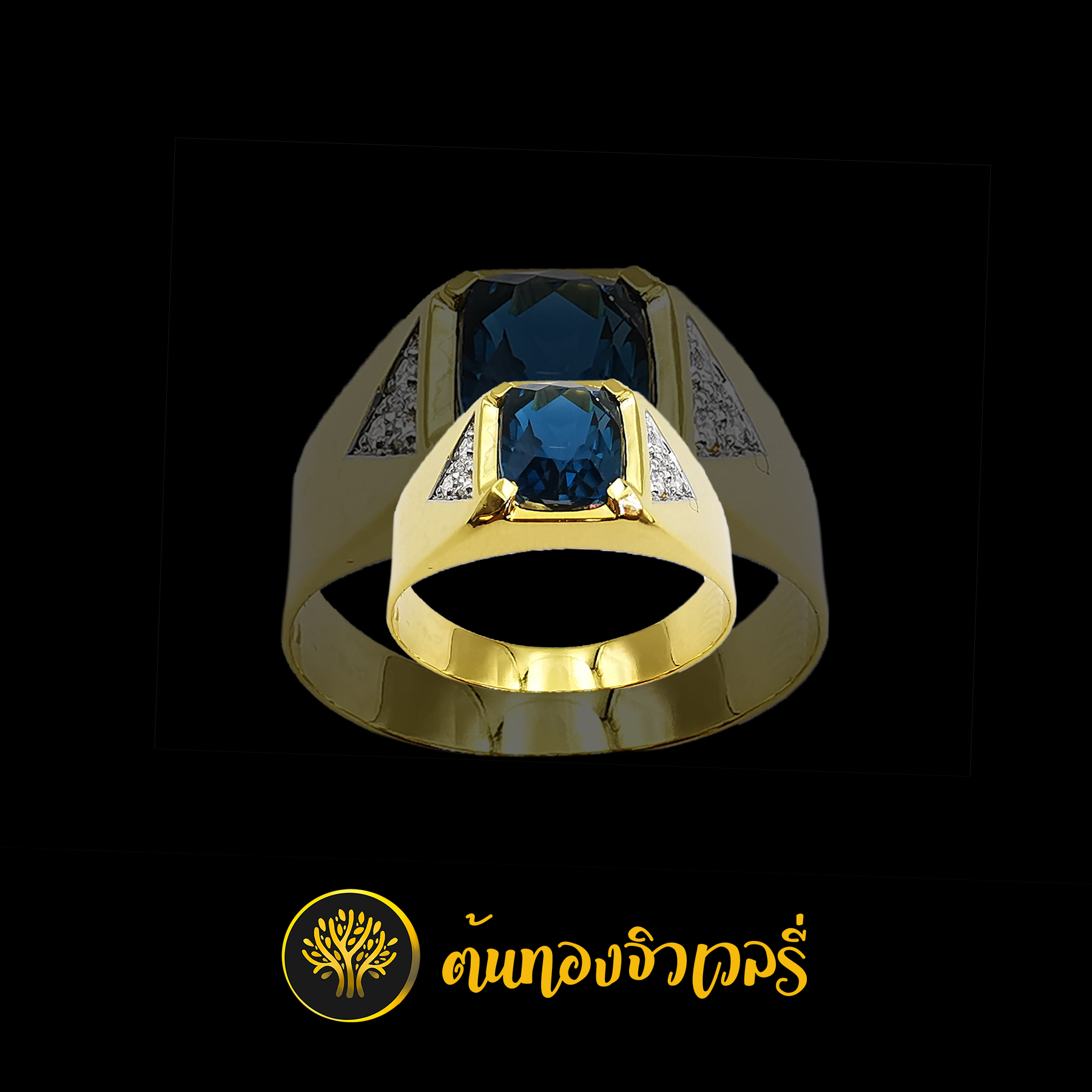 แหวนชายพลอยไพลิน ข้างฝังเพชรสวยๆ เนี๊ยบๆ งานดีมากครับ