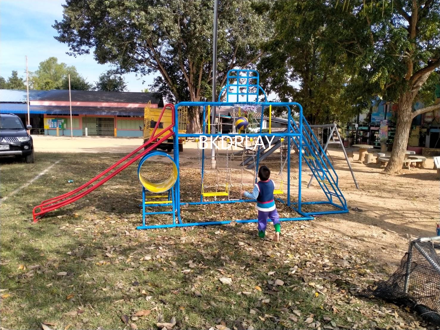 ชุดรวม E เชือกถักใหญ่ ประกอบด้วยสไลเดอร์ชิงช้าปีนป่ายแป้นบาสและถังลอดถ้ำ กระดานลื่นเหล็ก เครื่องเล่นสนามกลางแจ้ง เครื่องเล่นสนามเหล็ก OutdoorPlayground,ผลิตเครื่องเล่นสนาม,เครื่องเล่นในสนามเด็กเล่น,เครื่องเล่นงบสพฐ.,ประชารัฐ, ราคาโรงงาน