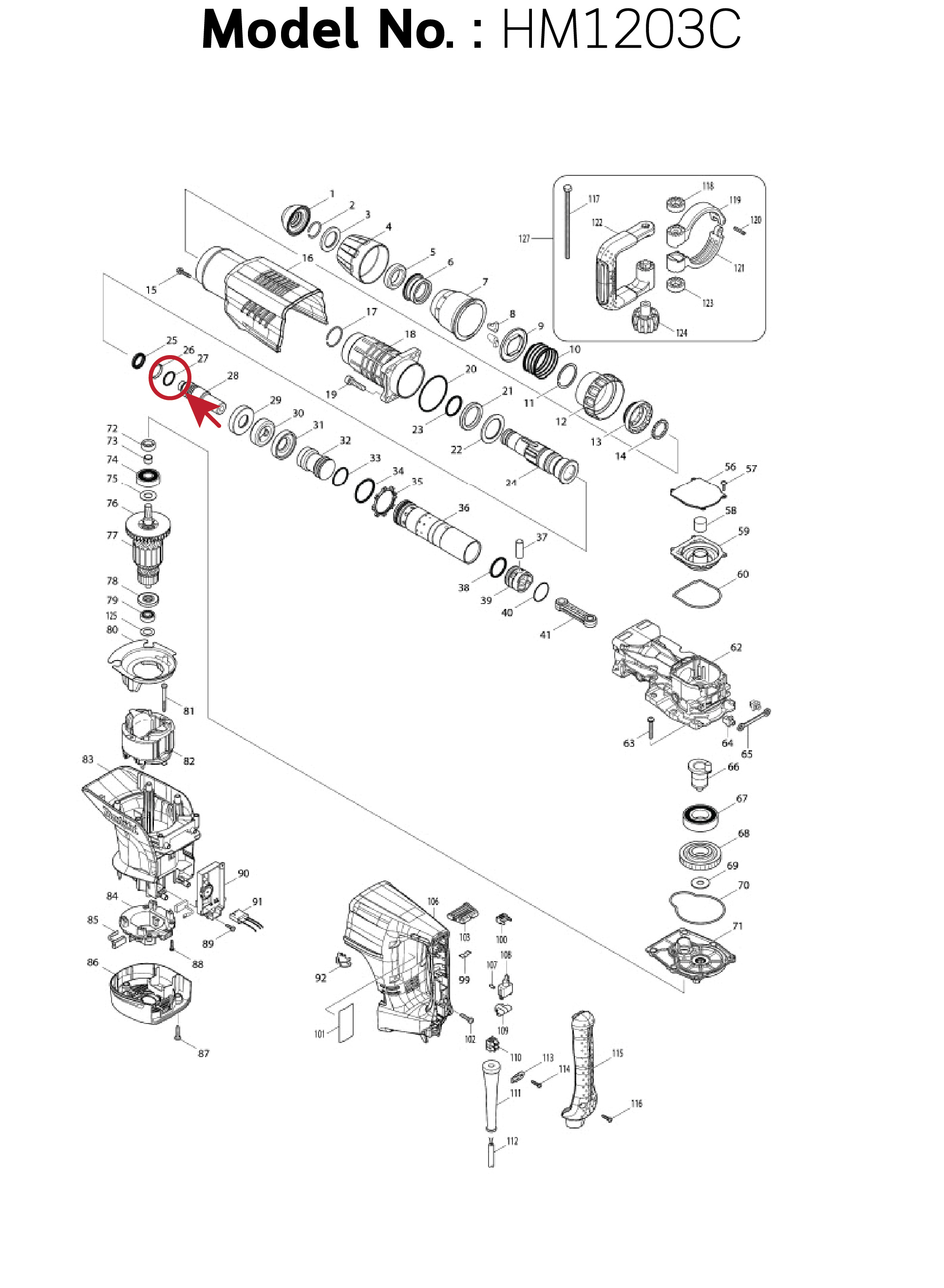 โอริงปลายแกนกระแทก (แท้) (213394-6) สกัด Makita มากีต้า รุ่น HM1202C #35, HM1203C, HM001G, HM002G, HM0870C, HM0871C, HM1213C, HM1214C, HR006G, HR4501C, HR4511C (213394-6) (อะไหล่แท้ 100%) O RING 2333