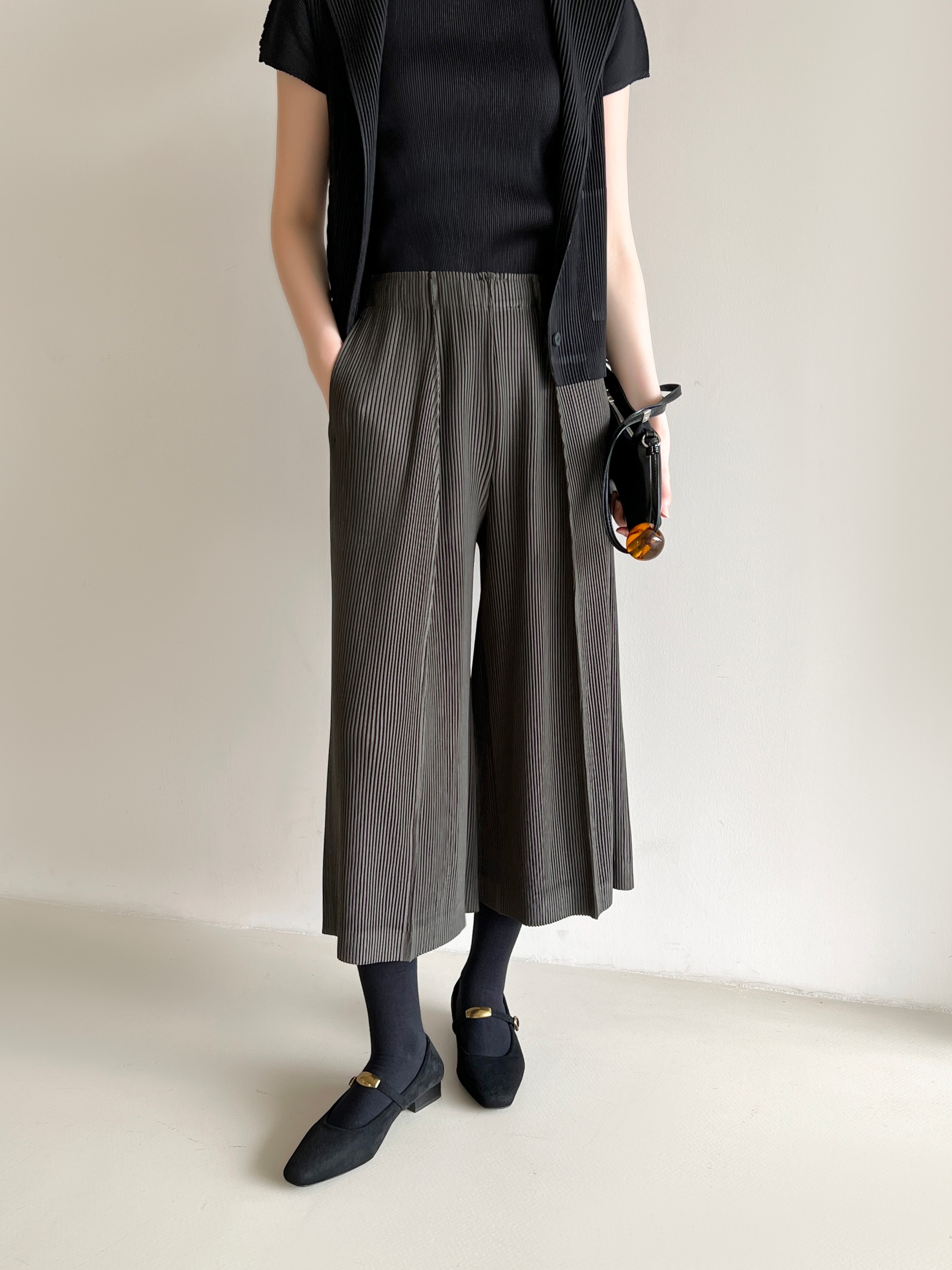 ยาว 32 นิ้ว 2MUAY รุ่น GJO1805 กางเกงพลีทคุณภาพ THICK WIDE LEG PLEATED PANTS 9 สี FREE SIZE