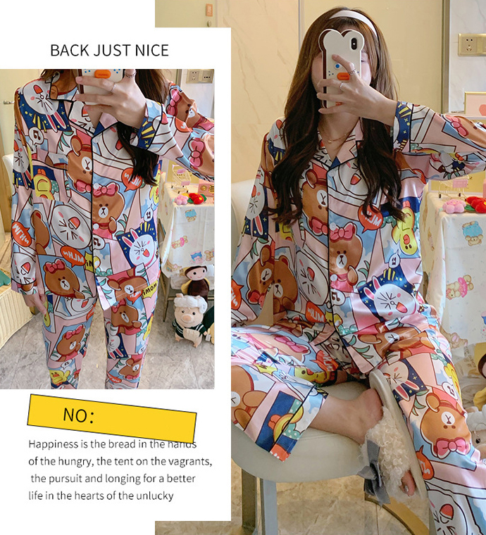 ชุดนอนคนอ้วน ชุดนอนไซส์ใหญ่ ผ้าซาติน ลายLine