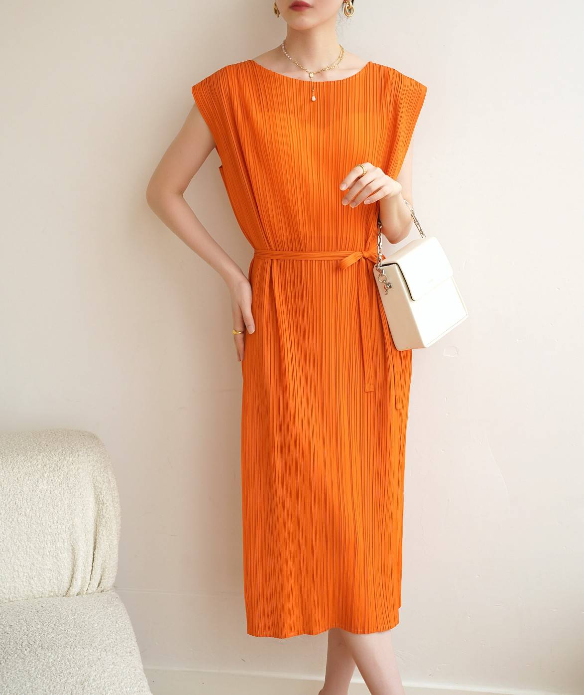 2MUAY รุ่น GJO7655 SIMPLE BOW TIE PLEATED DRESS เดรสผู้หญิง เดรสพลีทคุณภาพ 15สี FREE SIZE